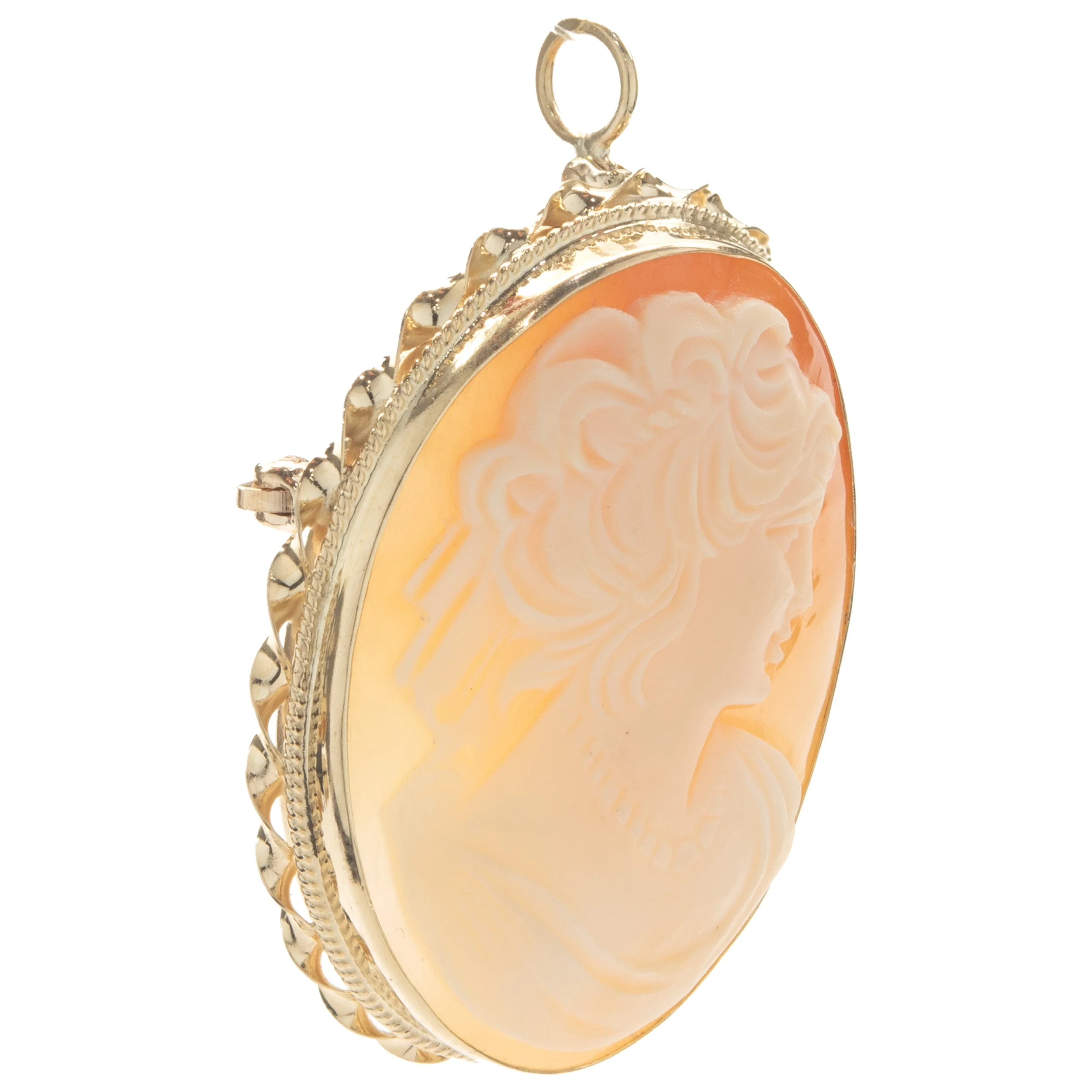 14 Karat Yellow Gold Vintage Framed Cameo Pin - Image 2