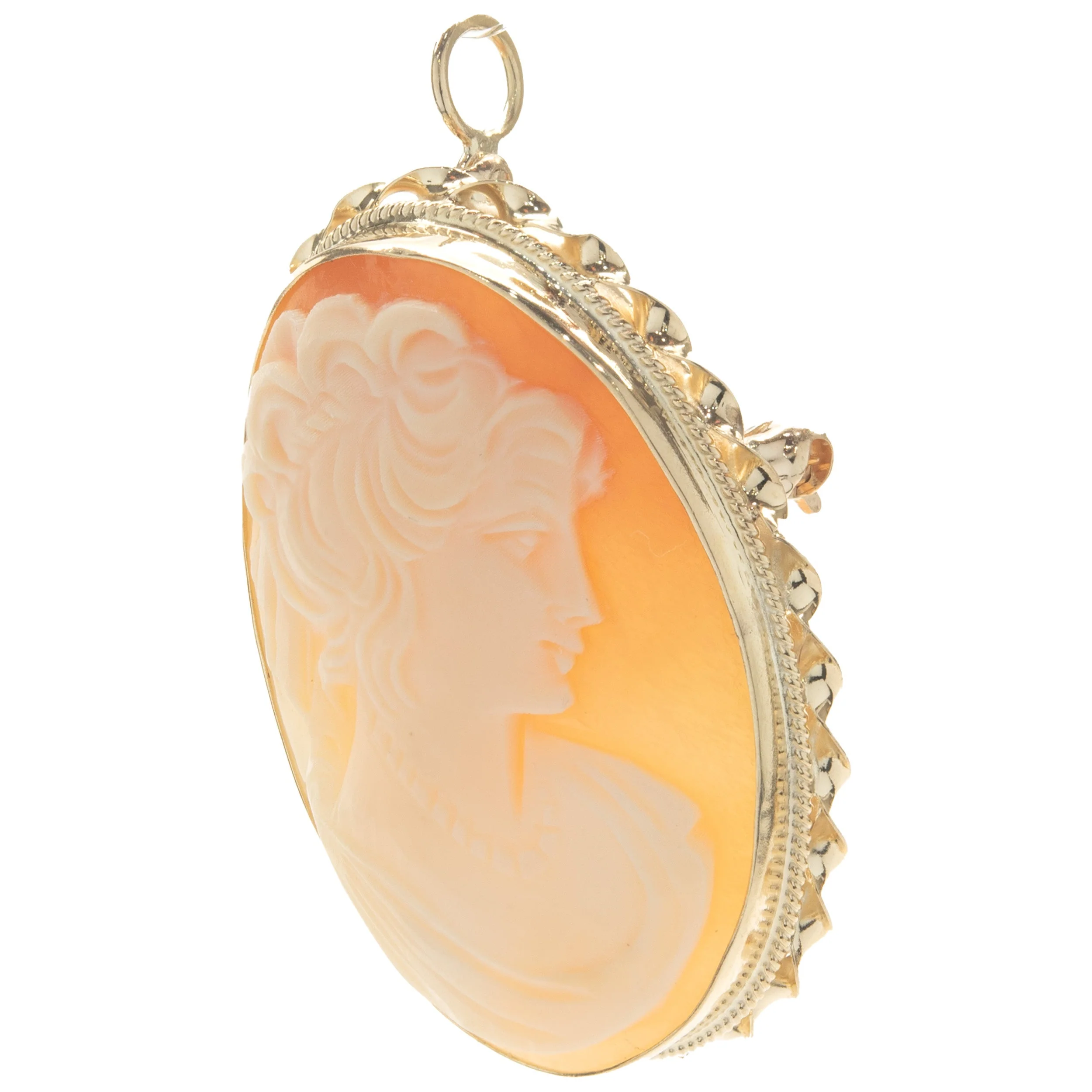 14 Karat Yellow Gold Vintage Framed Cameo Pin - Image 4