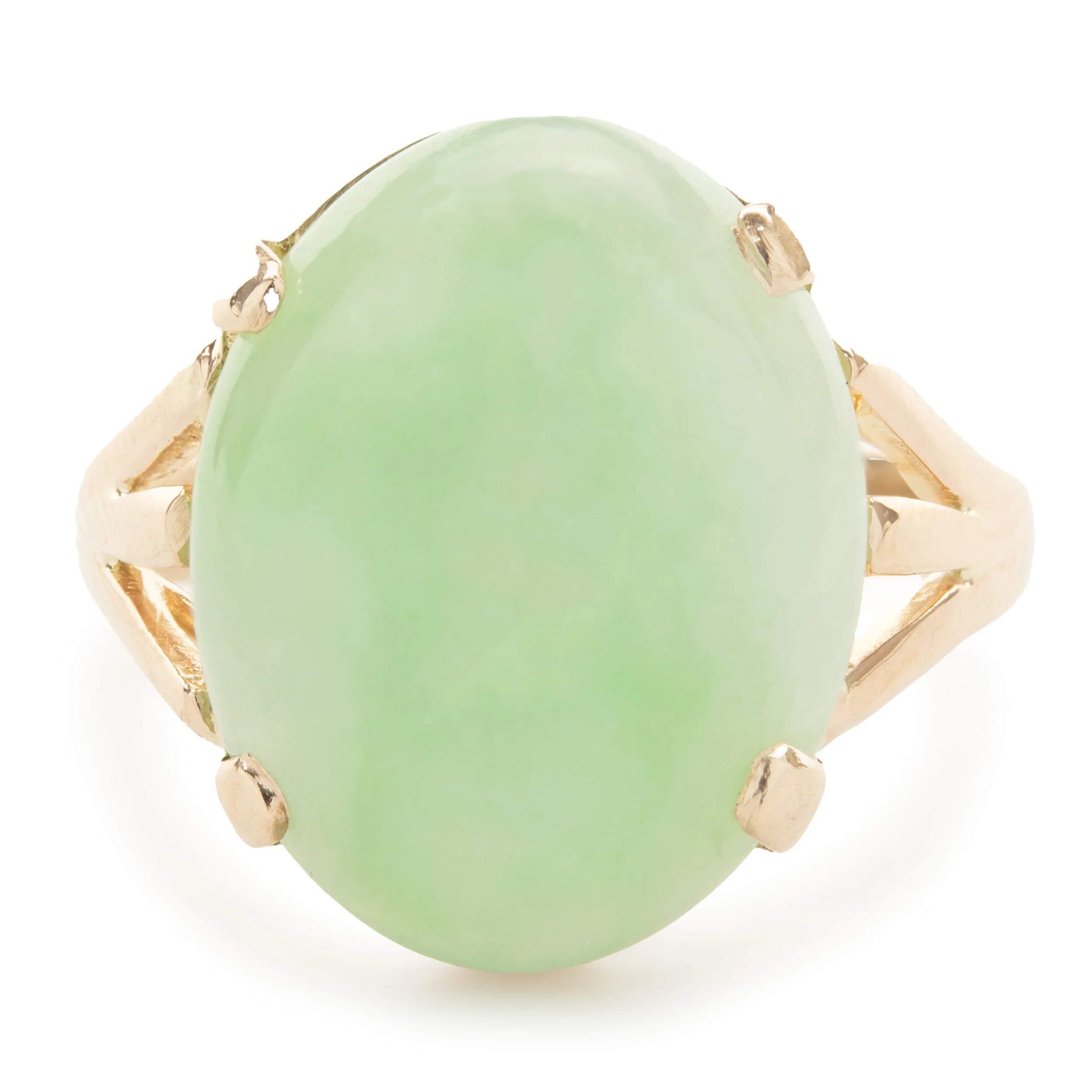 14 Karat Yellow Gold Vintage Jade Ring