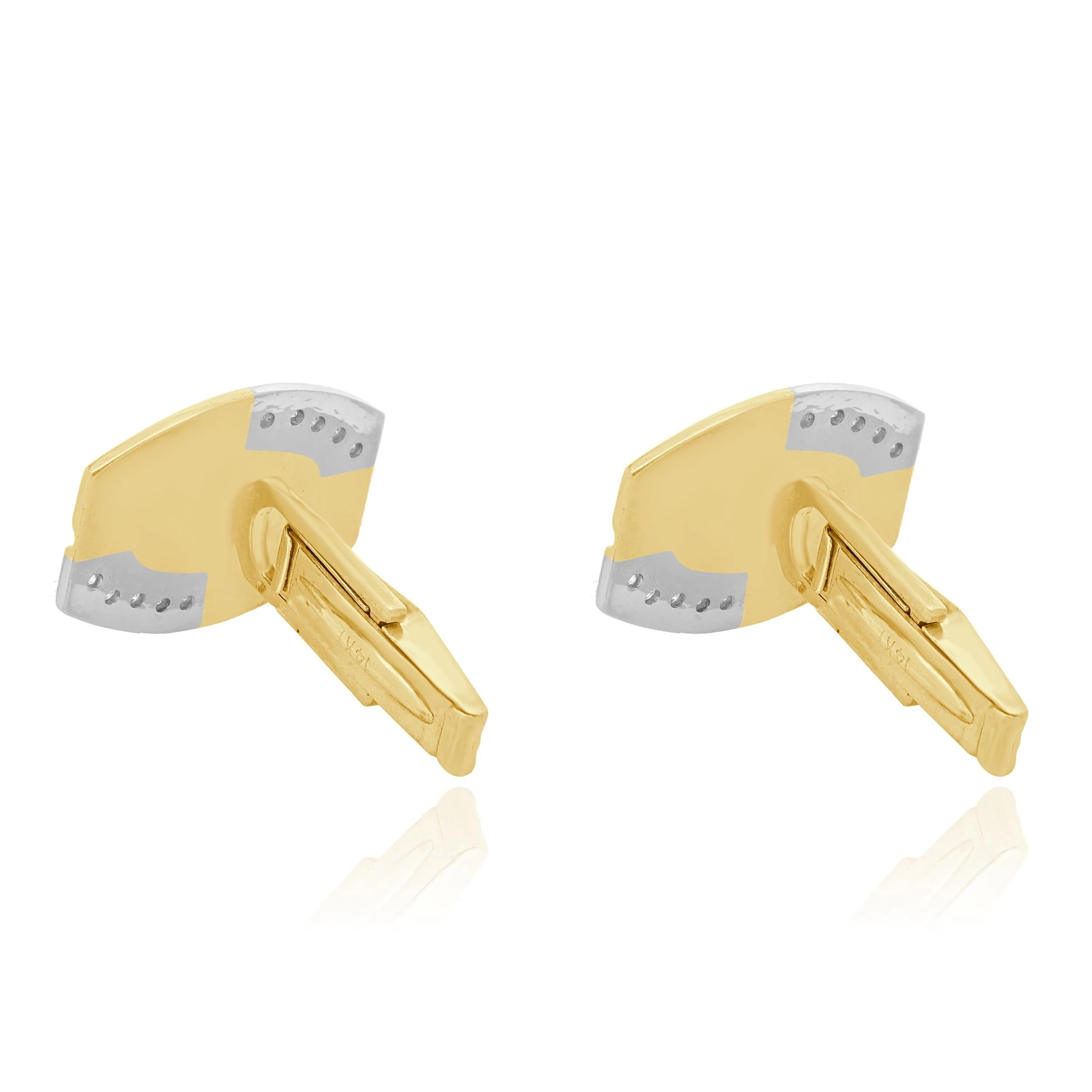 14 Karat Yellow Gold Vintage Onyx and Diamond Cufflinks - Image 2