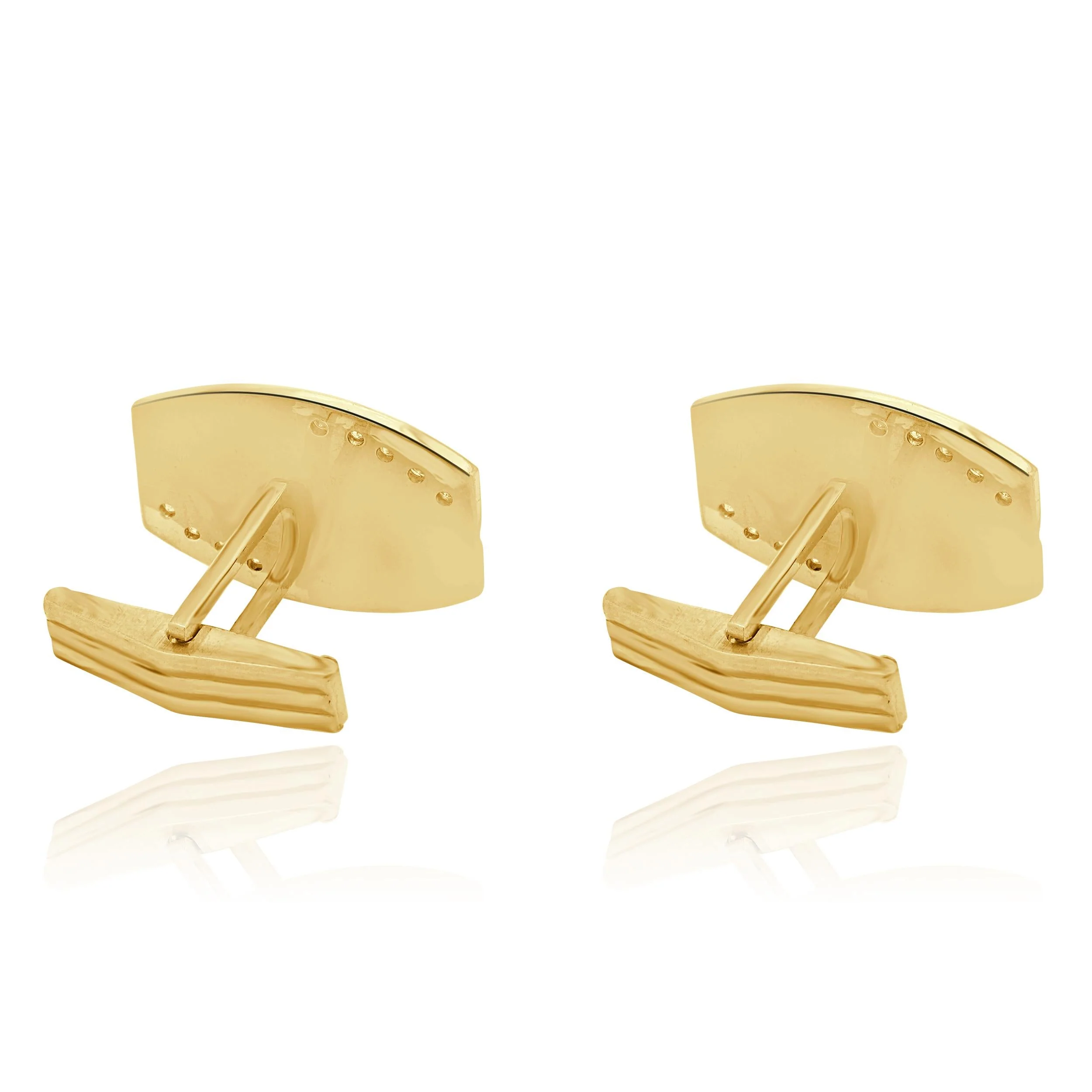 14 Karat Yellow Gold Vintage Onyx and Diamond Cufflinks - Image 4