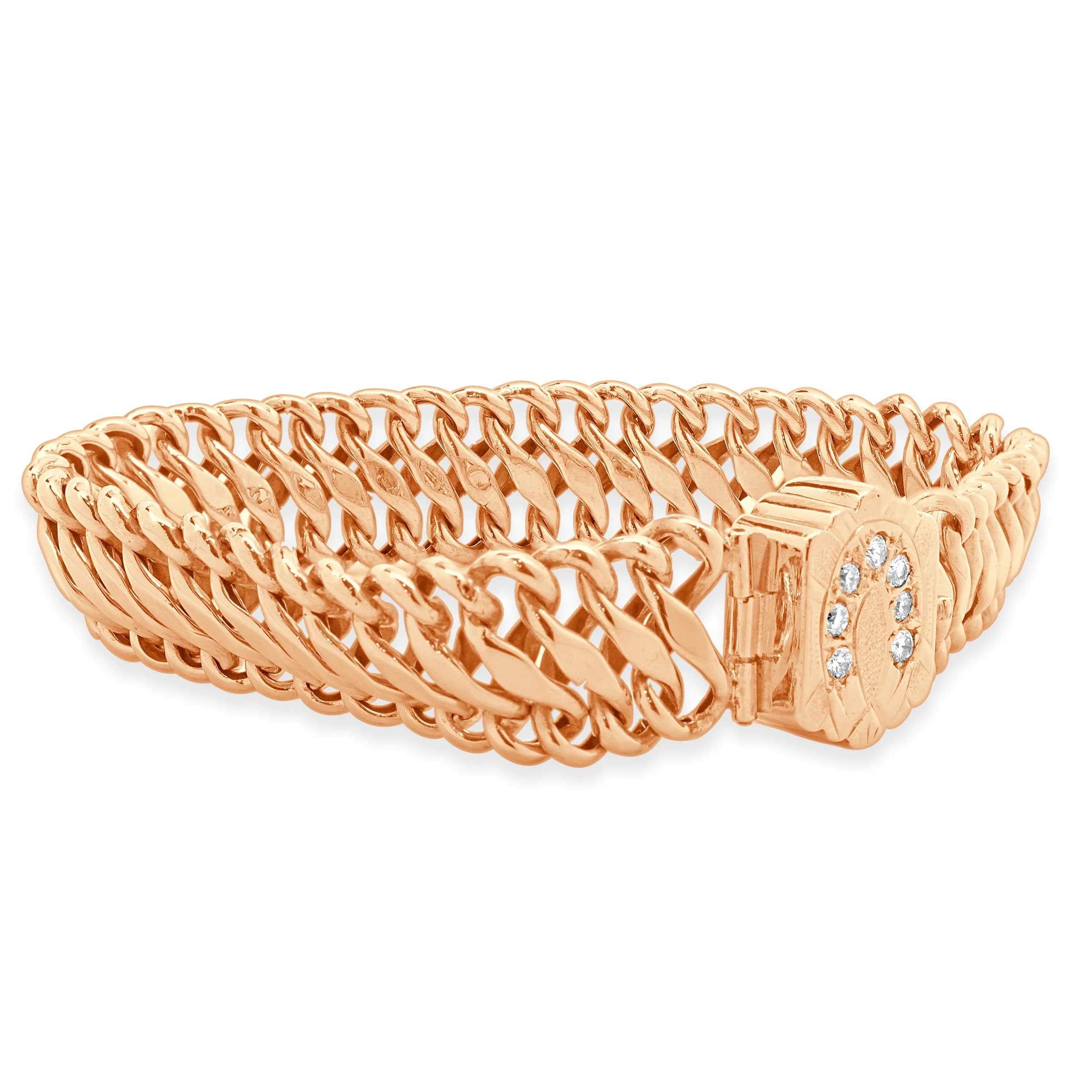14 Karat Yellow Gold Vintage Victorian Diamond Horseshoe Woven Bracelet - Image 2