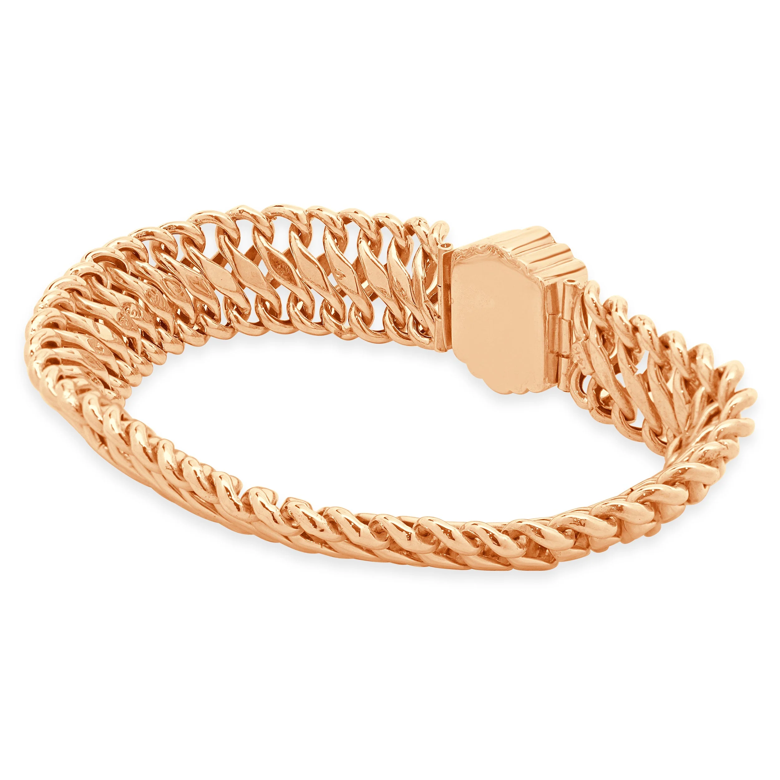 14 Karat Yellow Gold Vintage Victorian Diamond Horseshoe Woven Bracelet - Image 3