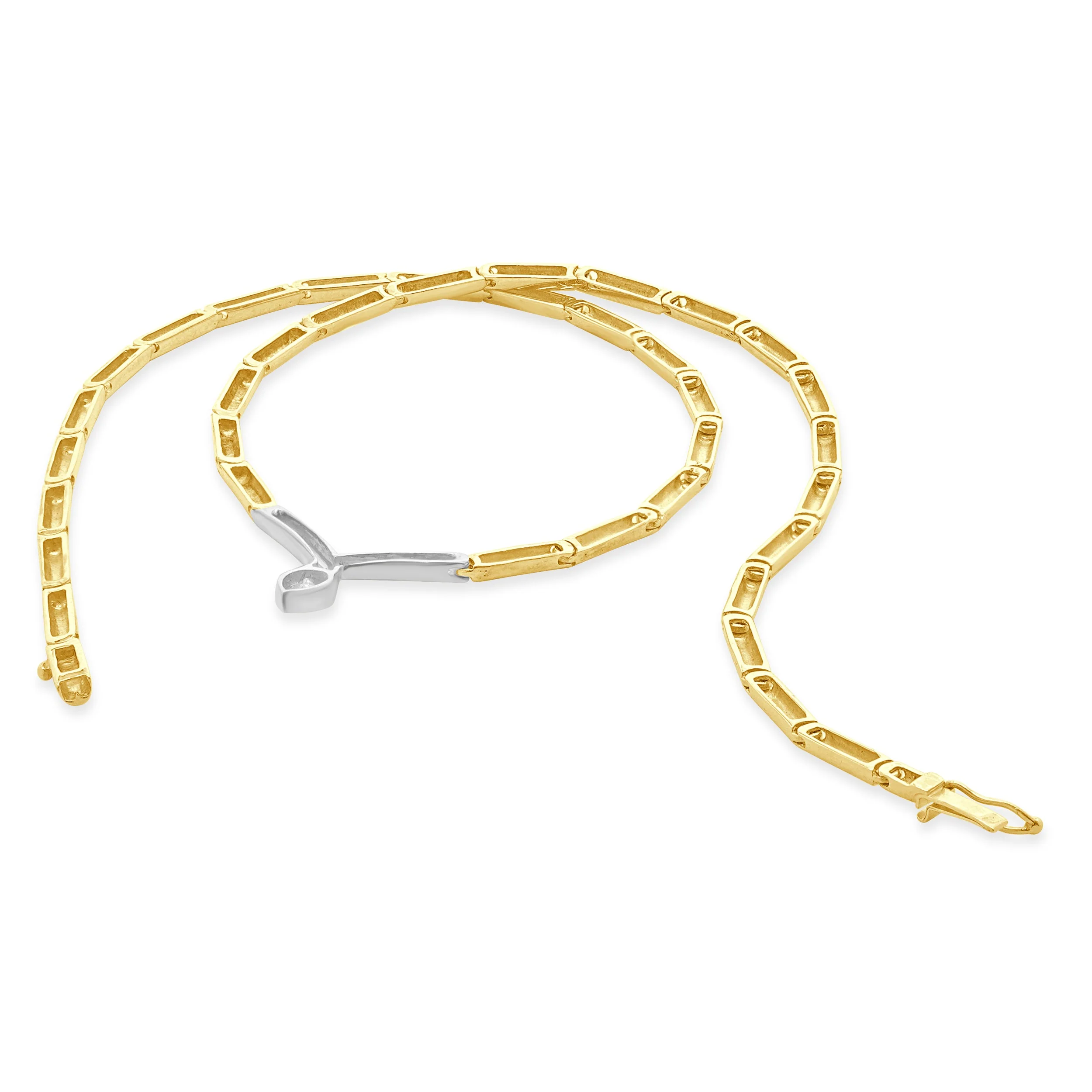 14 Karat Yellow & White Gold Bezel Set Pear Cut Diamond Collar Necklace - Image 4