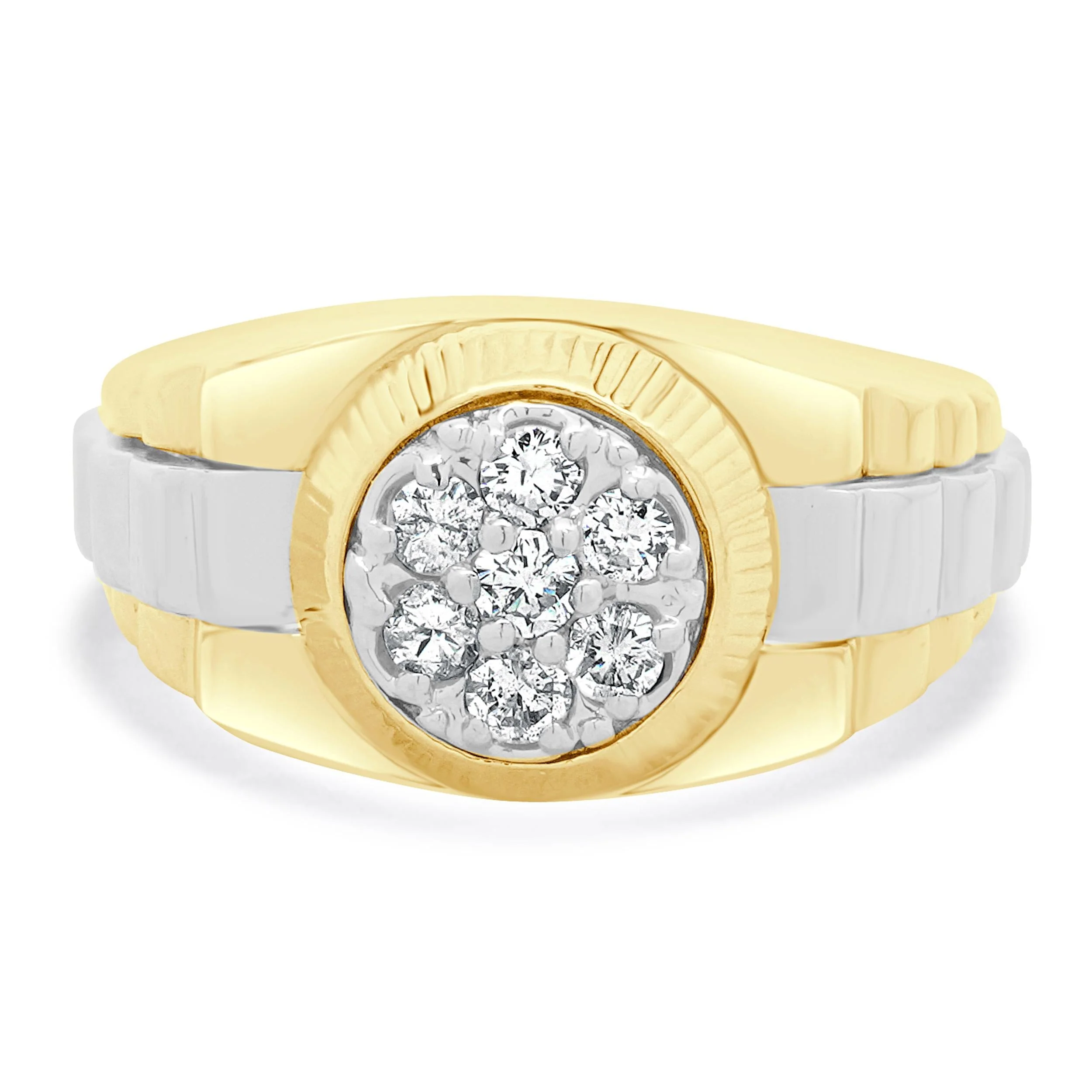 14 Karat Yellow & White Gold Diamond Cluster Style Ring