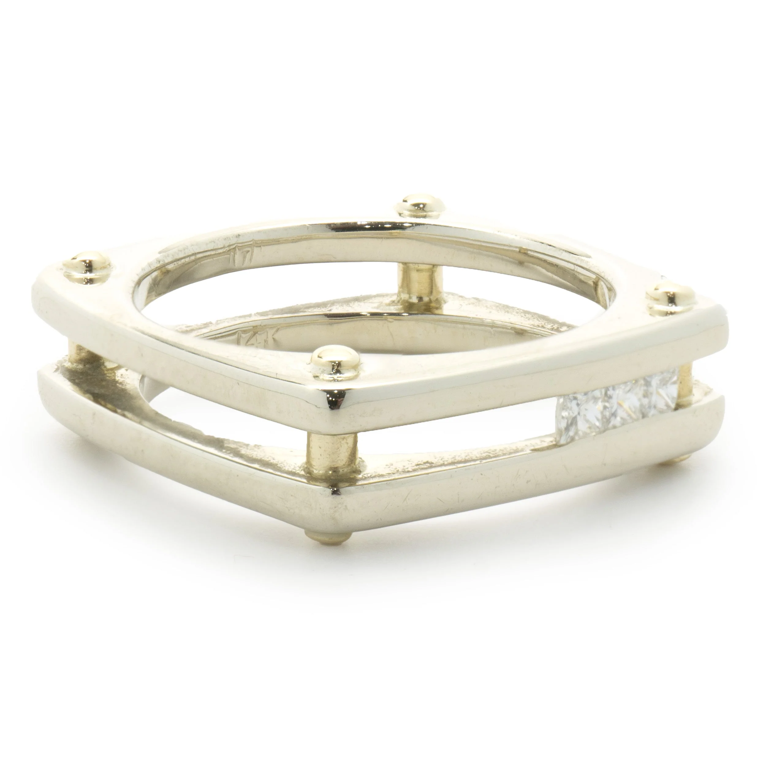 14 Karat Yellow & White Gold Diamond Dual Structure Ring - Image 3