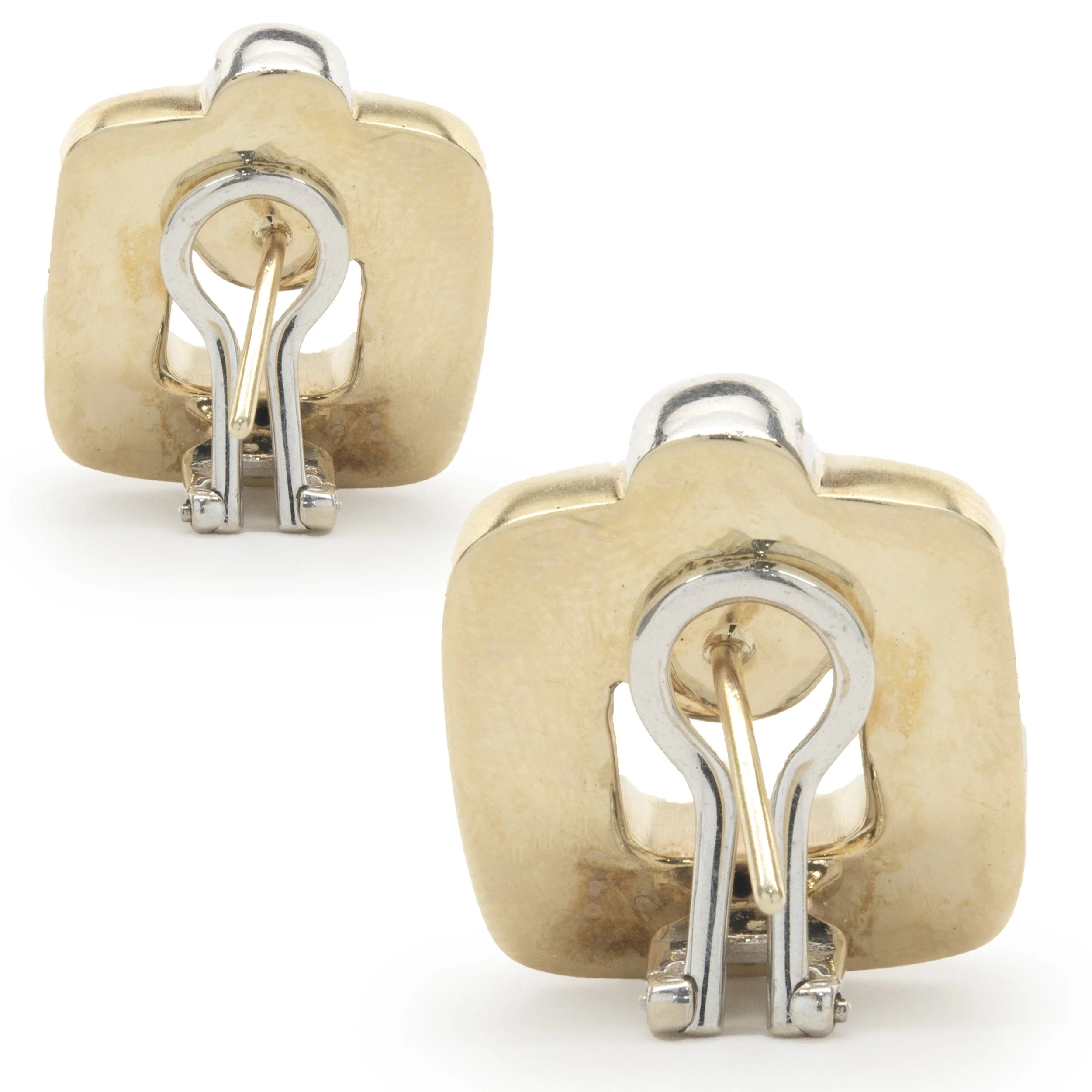 14 Karat Yellow & White Gold Geometric Square Cutout Earrings - Image 4