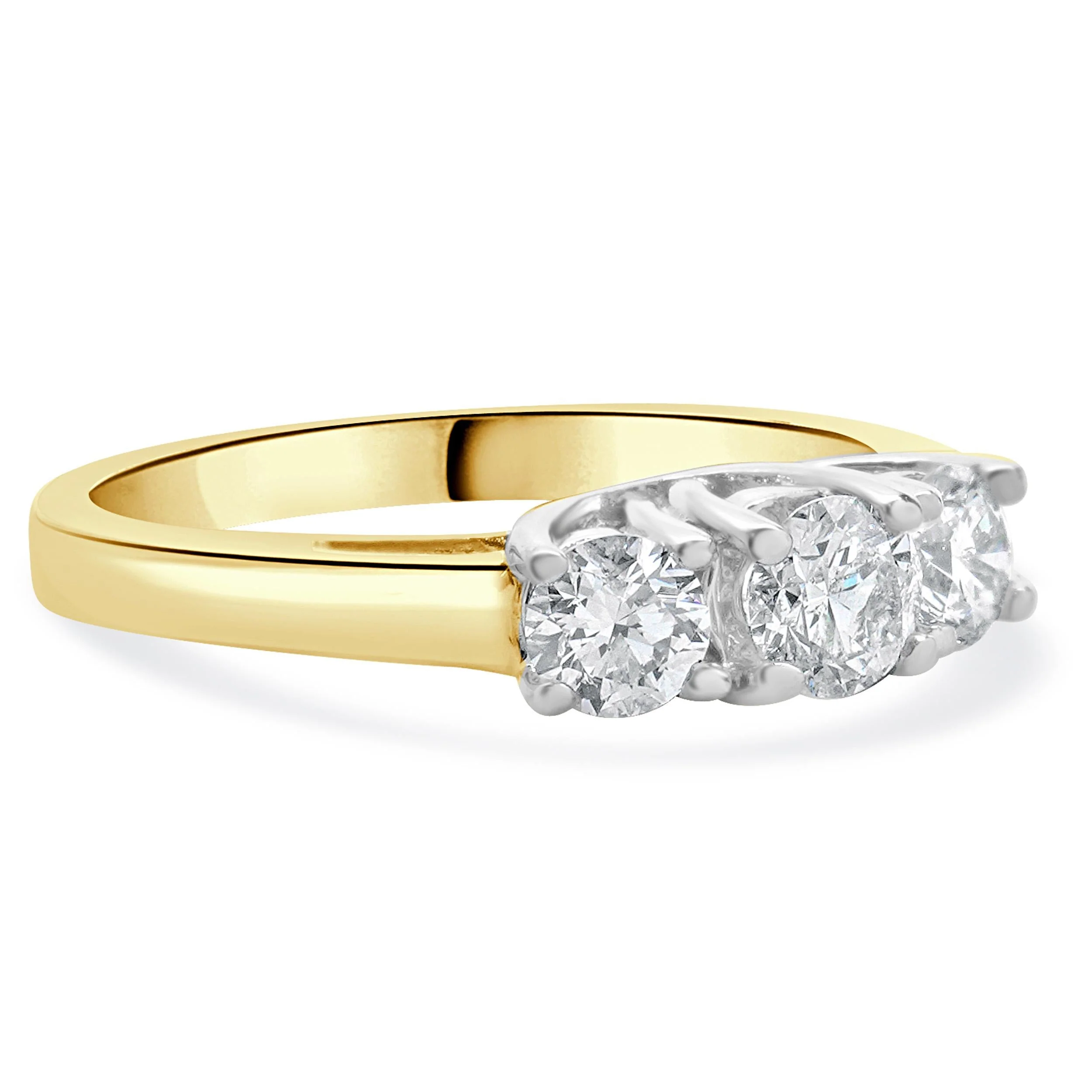 14 Karat Yellow & White Gold Past, Present, Future Diamond Engagement Ring - Image 3