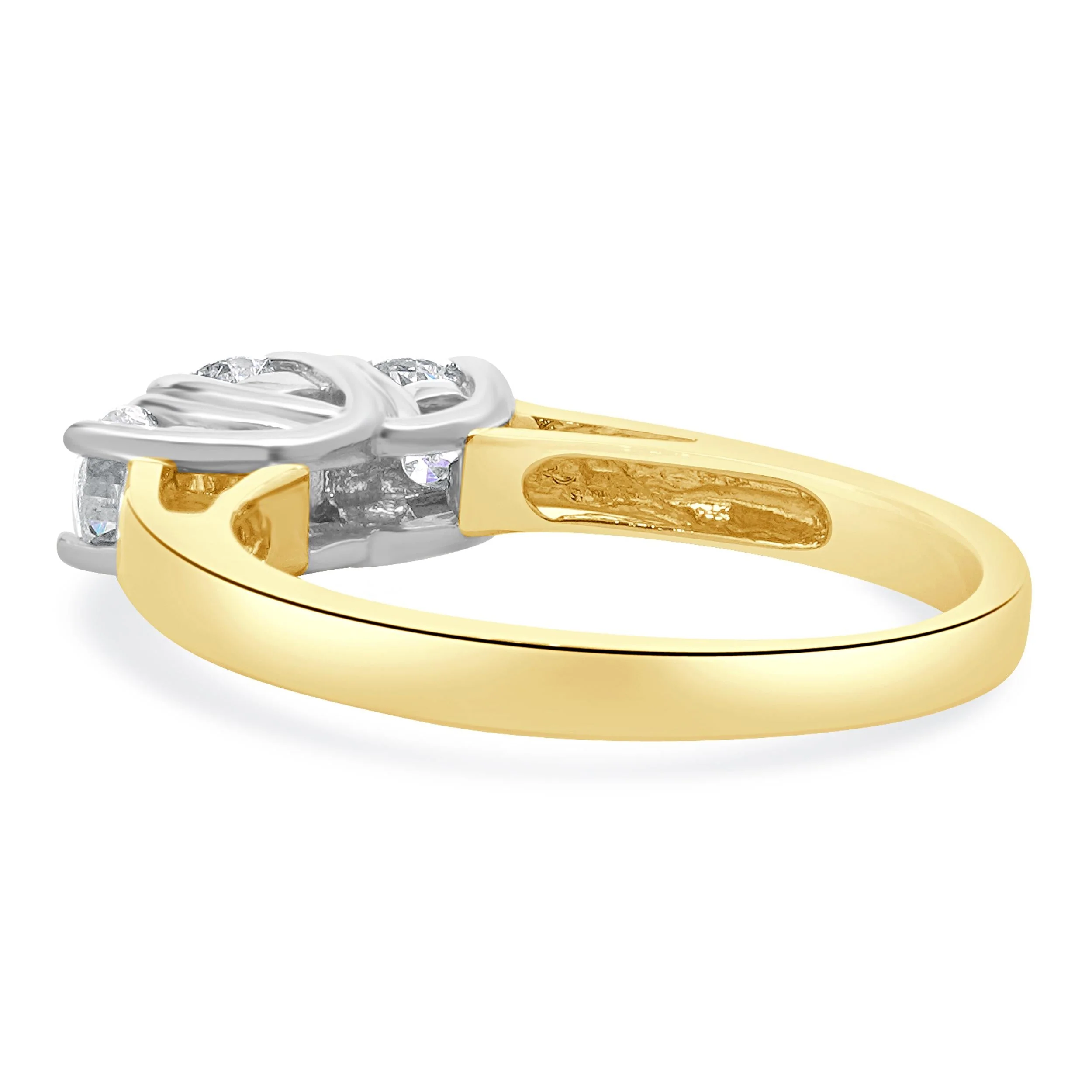 14 Karat Yellow & White Gold Past, Present, Future Diamond Engagement Ring - Image 4