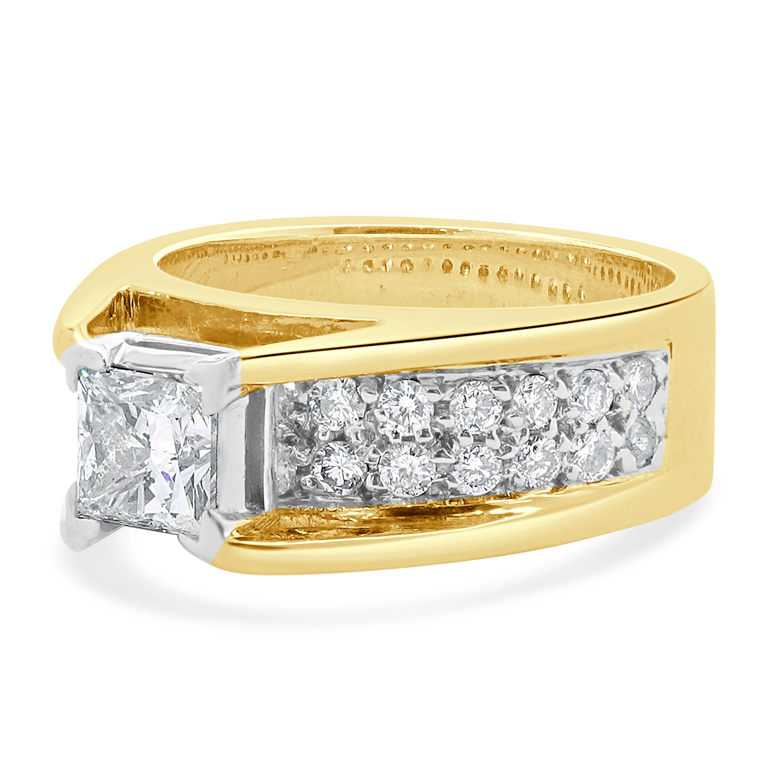 14 Karat Yellow & White Gold Princess Cut Diamond Engagement Ring - Image 2