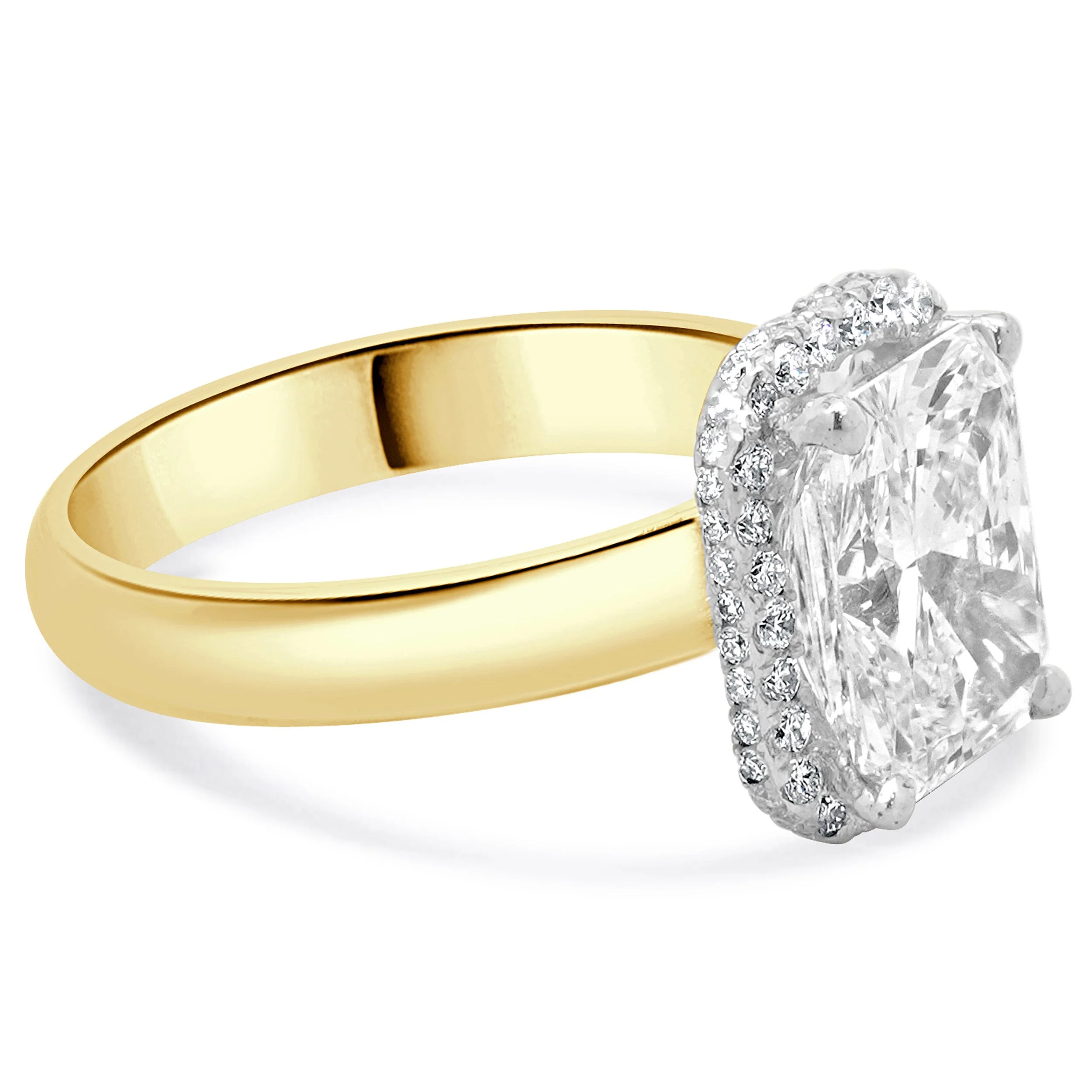 14 Karat Yellow & White Gold Radiant Cut Diamond Engagement Ring - Image 3