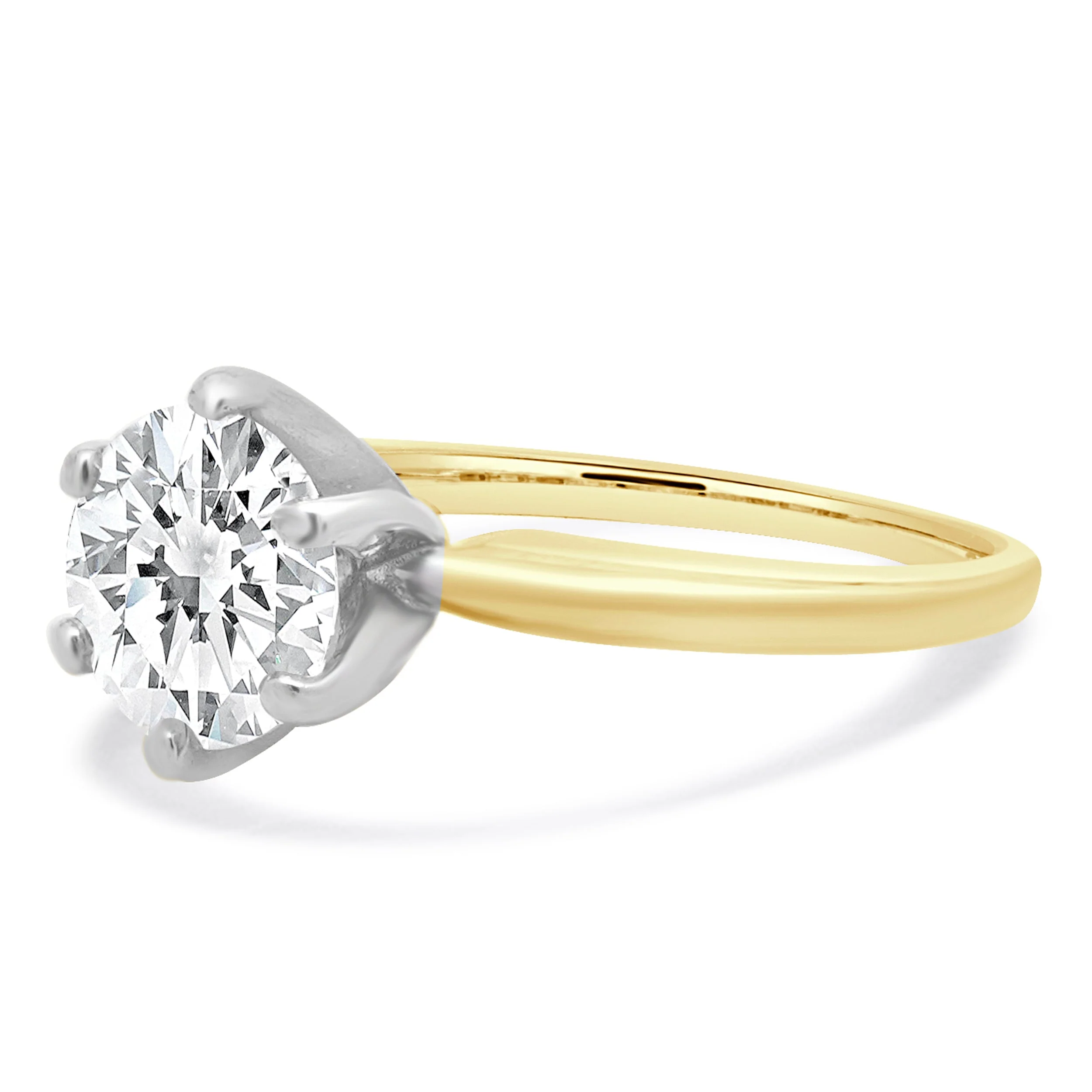 14 Karat Yellow & White Gold Round Brilliant Cut Diamond Engagement Ring - Image 2