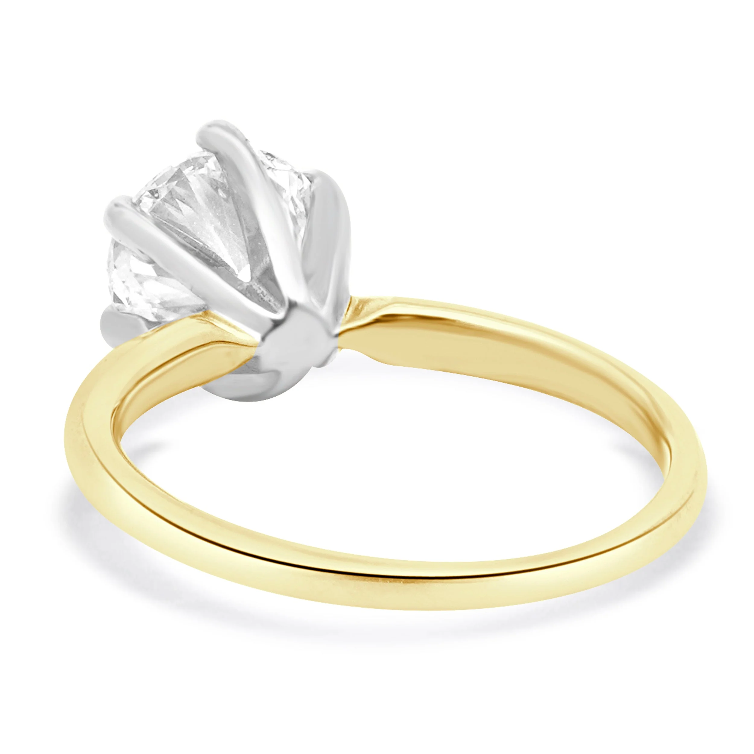 14 Karat Yellow & White Gold Round Brilliant Cut Diamond Engagement Ring - Image 3