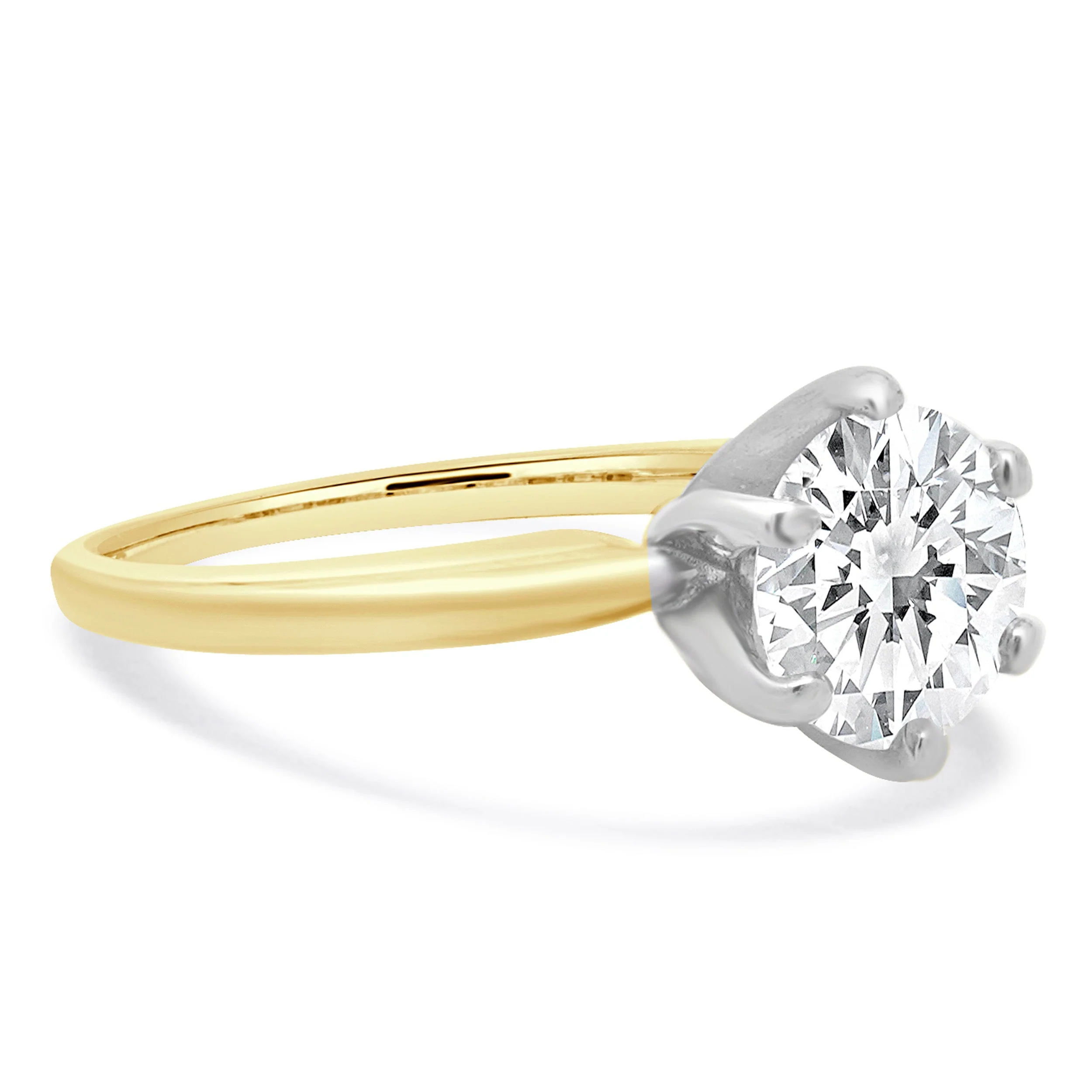 14 Karat Yellow & White Gold Round Brilliant Cut Diamond Engagement Ring - Image 4