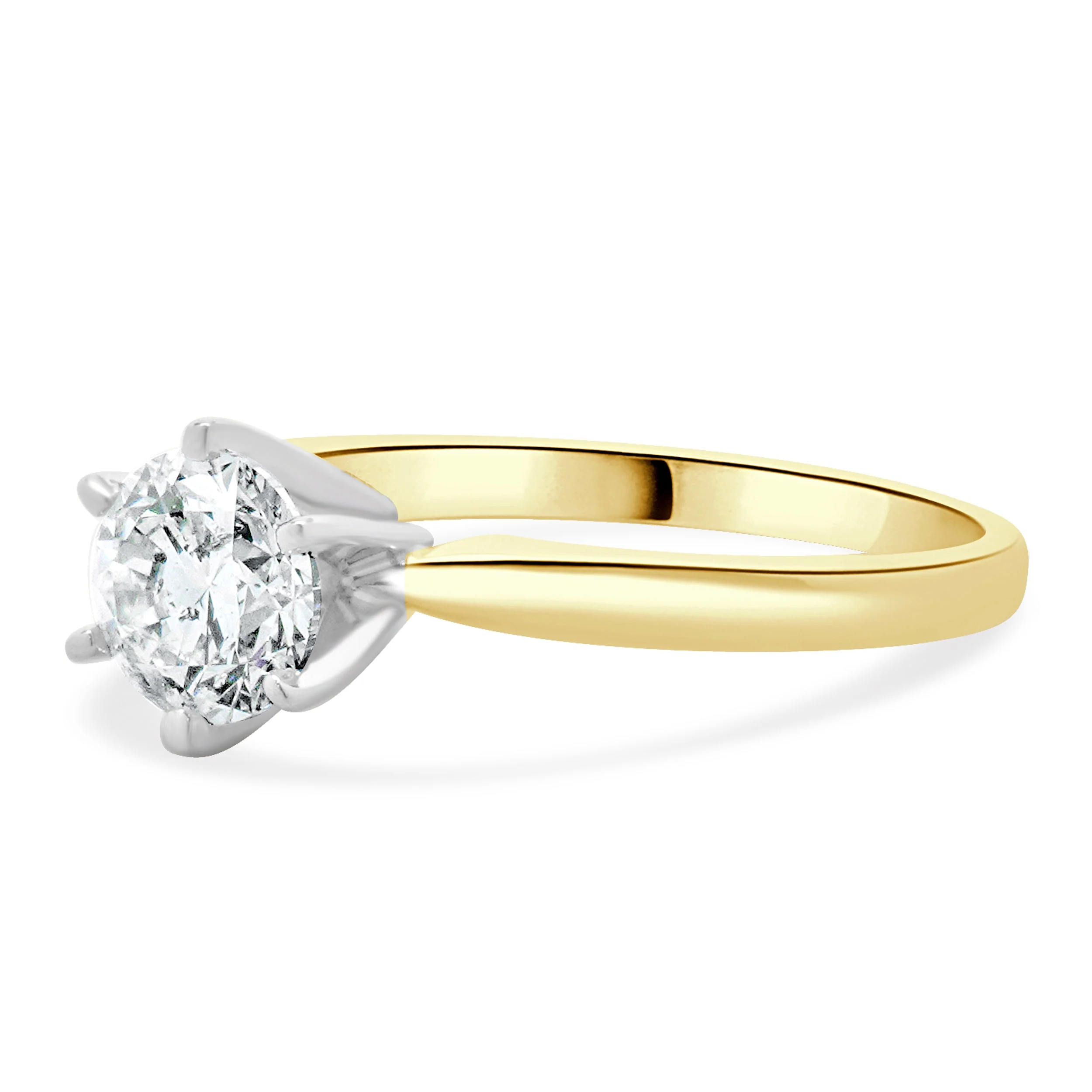 14 Karat Yellow & White Gold Round Brilliant Cut Diamond Engagement Ring - Image 2
