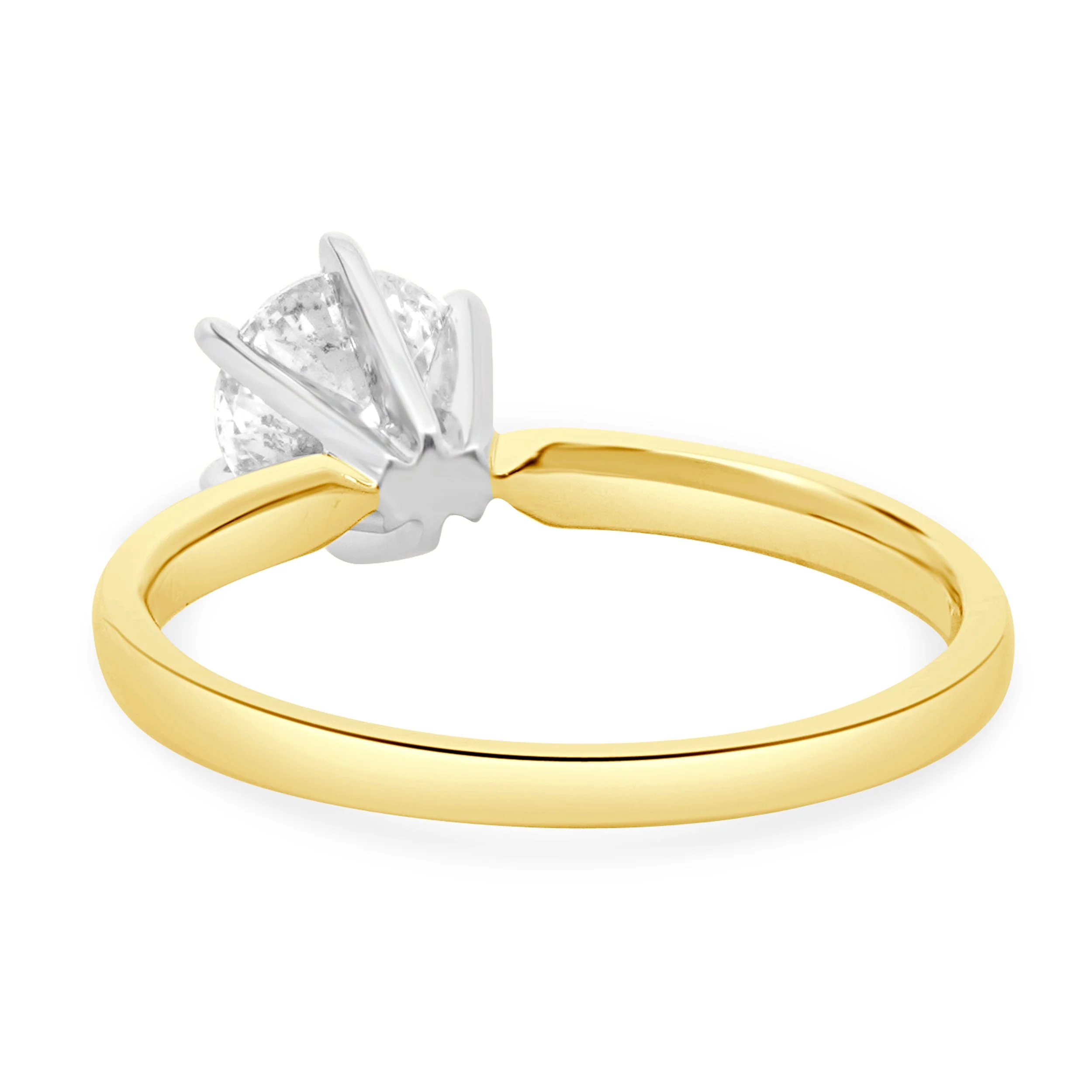 14 Karat Yellow & White Gold Round Brilliant Cut Diamond Engagement Ring - Image 3