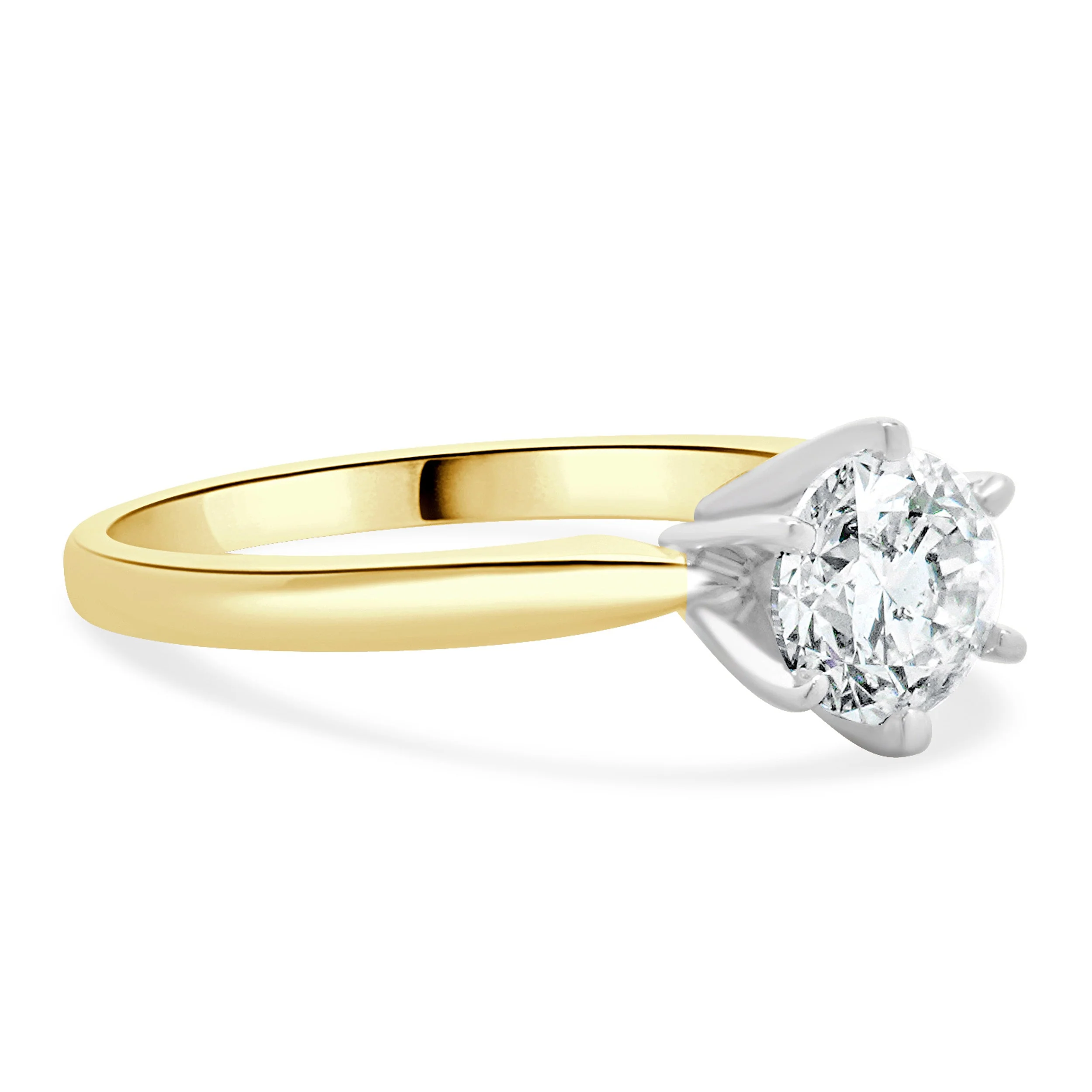 14 Karat Yellow & White Gold Round Brilliant Cut Diamond Engagement Ring - Image 4