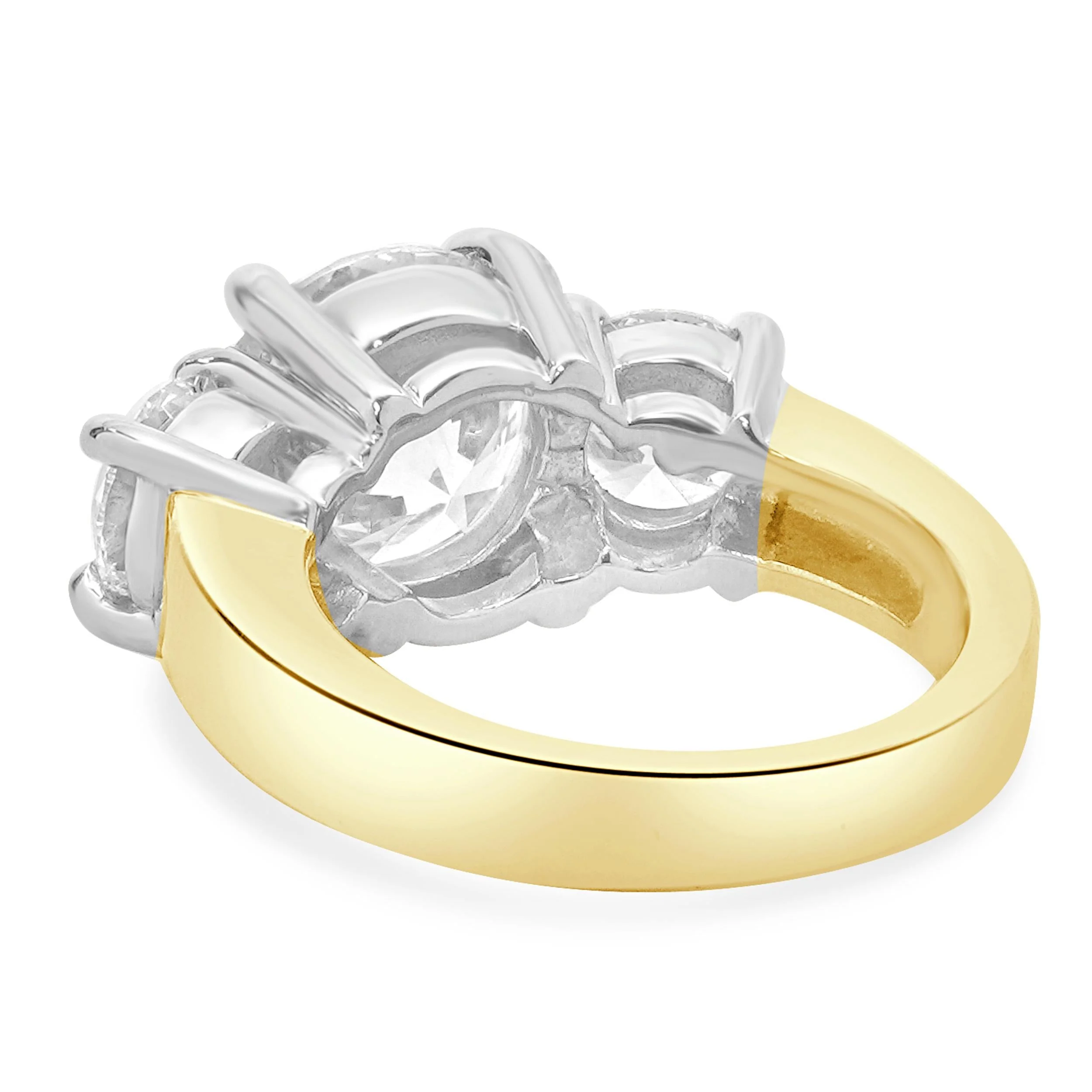 14 Karat Yellow & White Gold Round Brilliant Cut Three Diamond Engagement Ring - Image 4