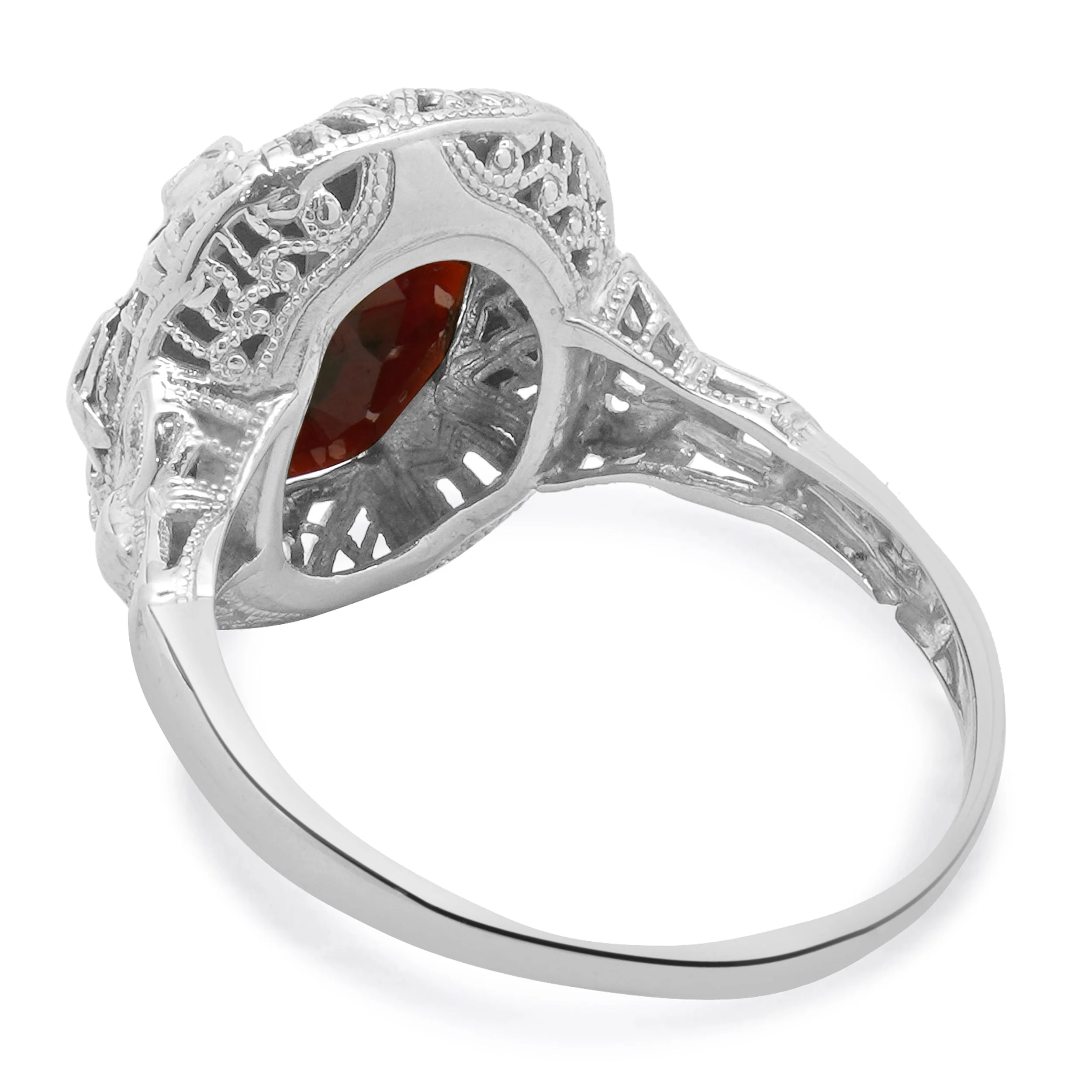 14 Karat Yellow, White & Rose Gold Vintage Garnet Ring - Image 3