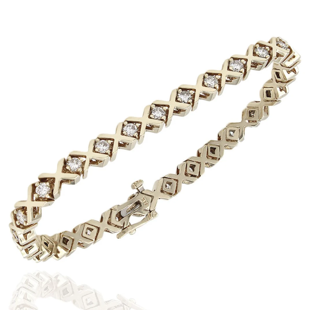 14K Yellow Gold Diamond X Bracelet