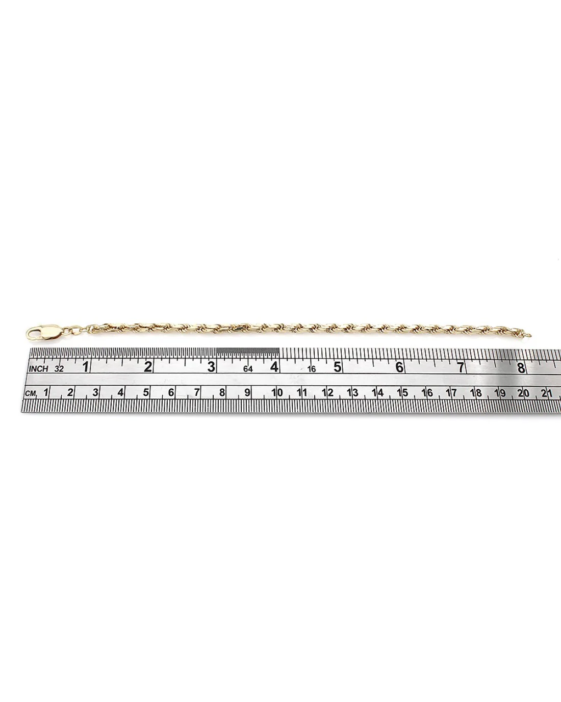 14K Flat Cut Rope Bracelet 8.5 IN - Image 3