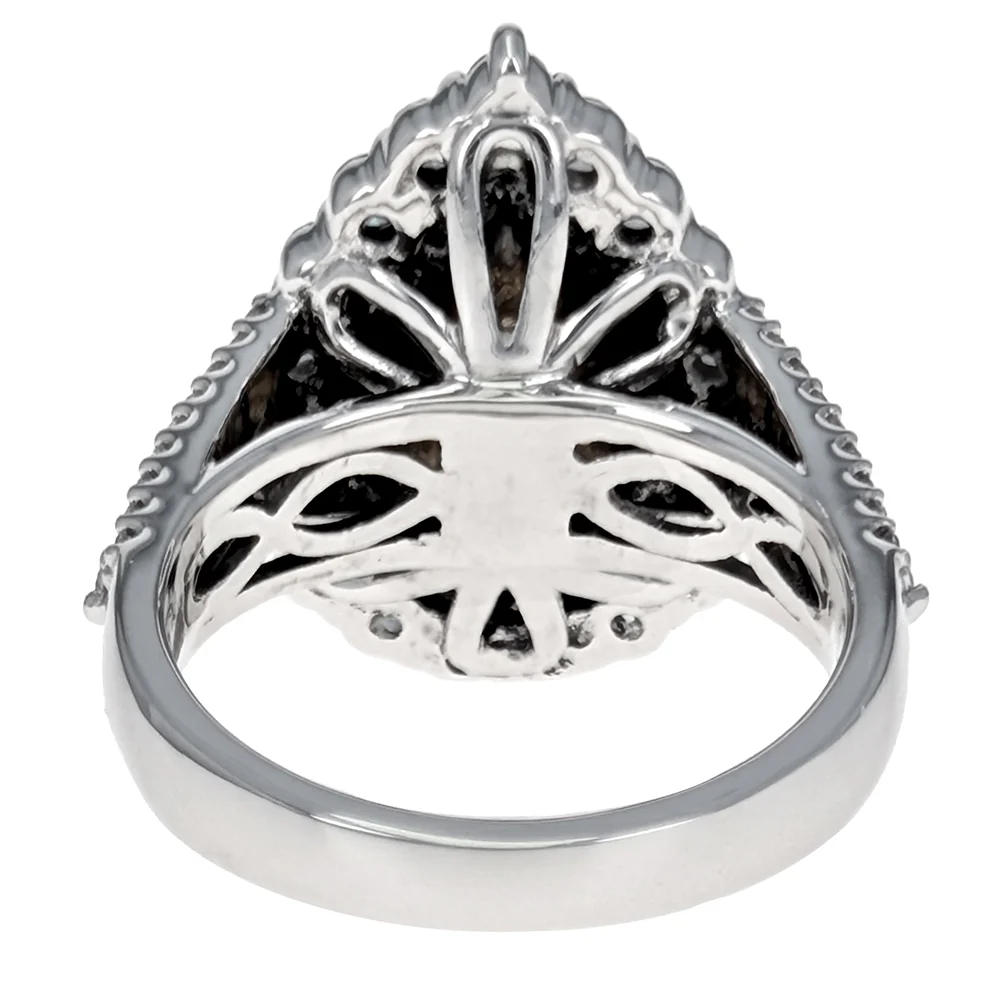 14K Gold Two-Tone Pear-Shaped Diamond Double Halo Engagement Ring - Image 4
