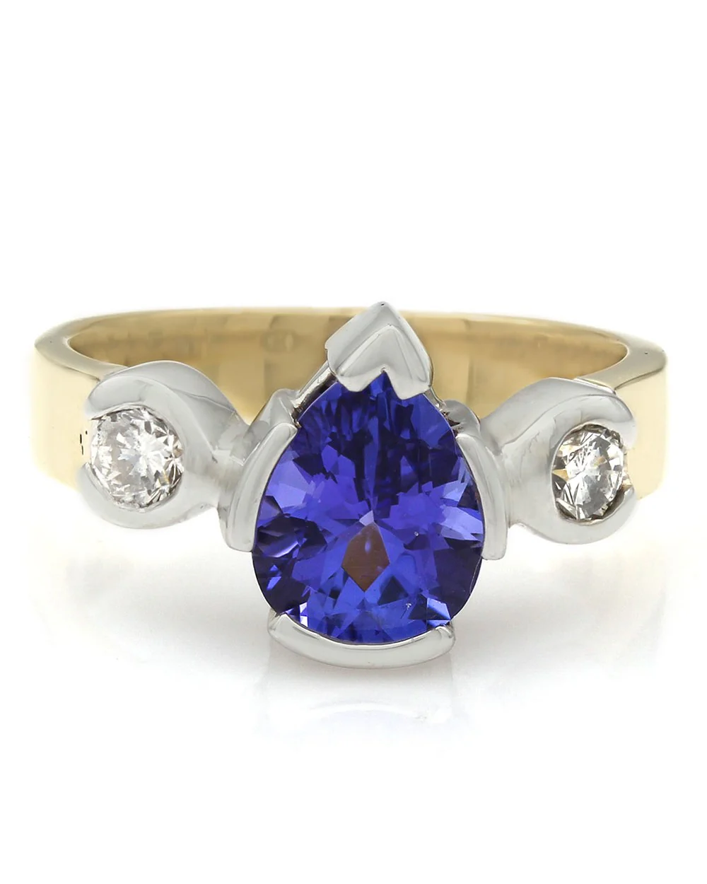 14K Pear Tanzanite and Diamond Ring - Image 2