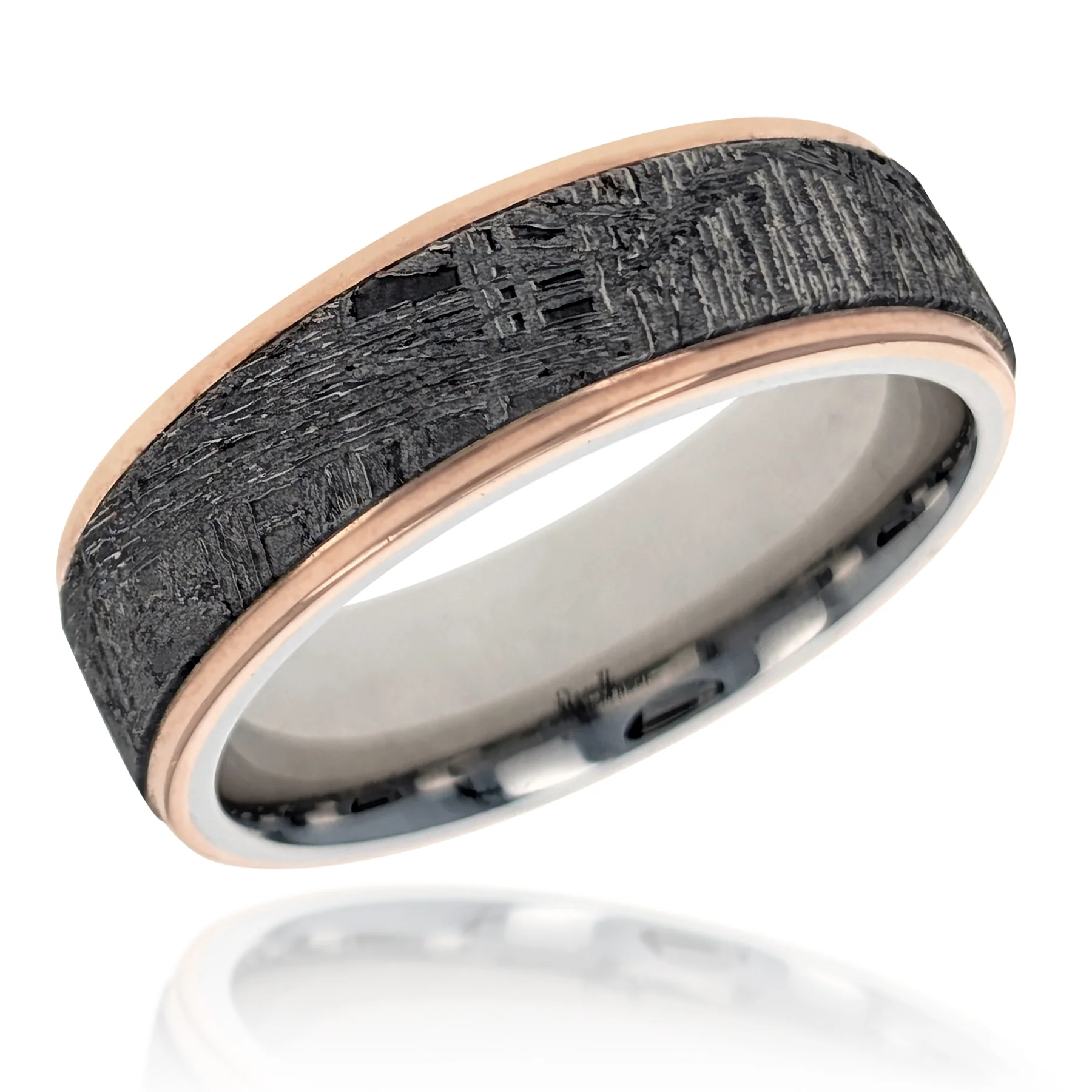 14K Rose Gold & Cobalt Meteorite Inlay Men’s Wedding Band