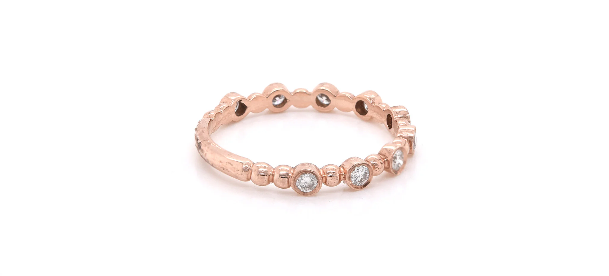 14k Rose Gold Diamond Stackable Anniversary Ring - Image 2