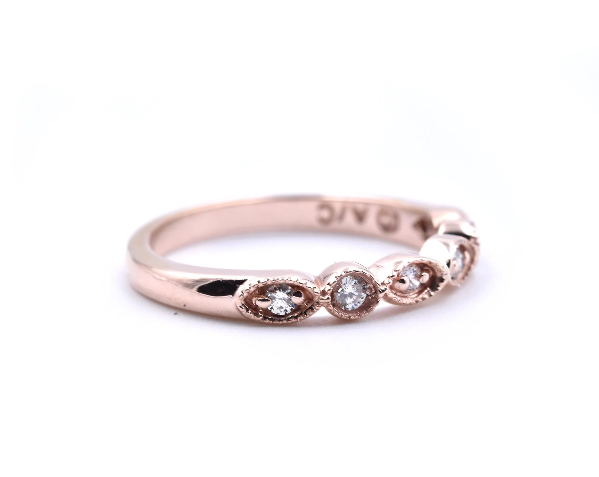14k Rose Gold Diamond Wedding Band - Image 2
