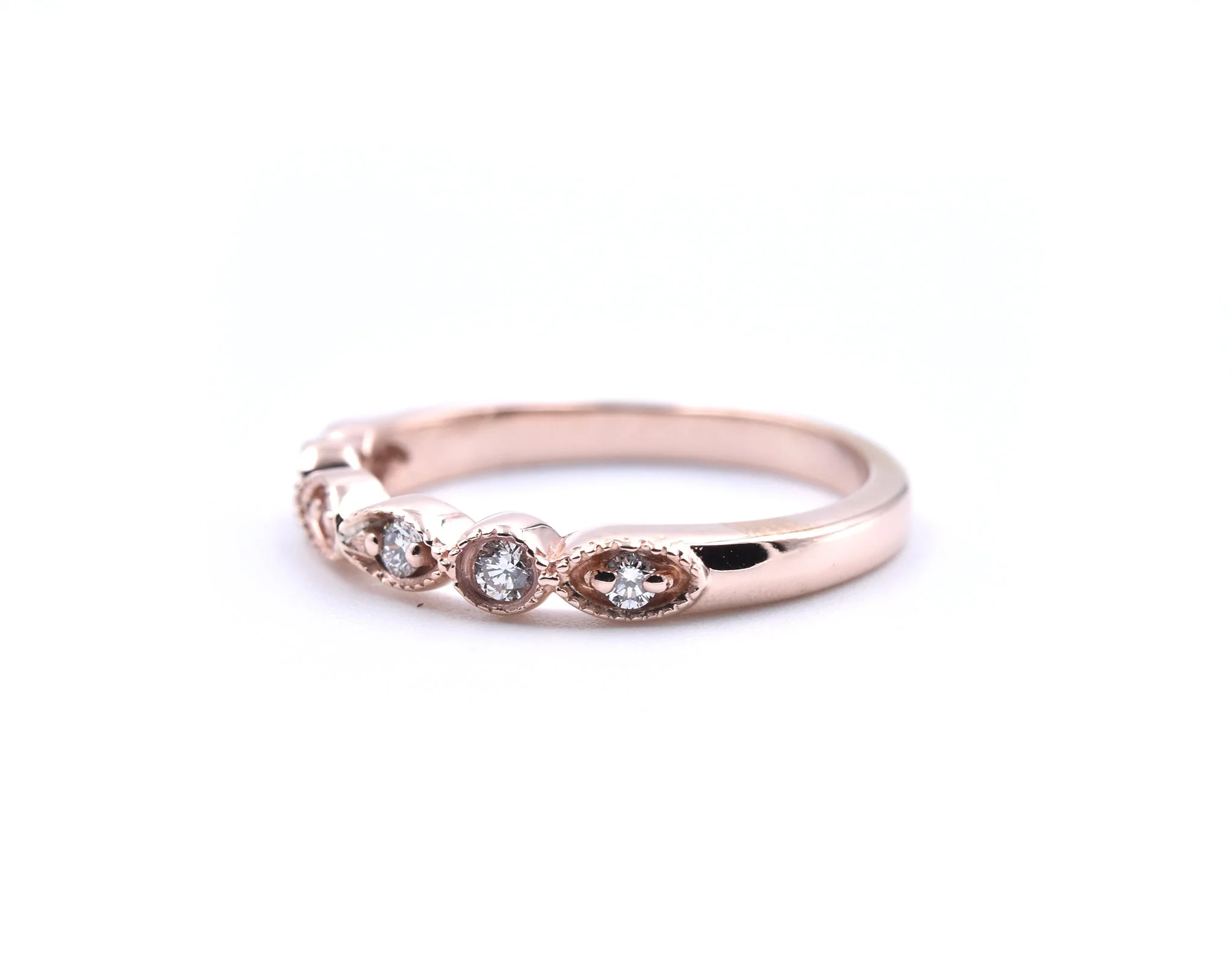14k Rose Gold Diamond Wedding Band - Image 3