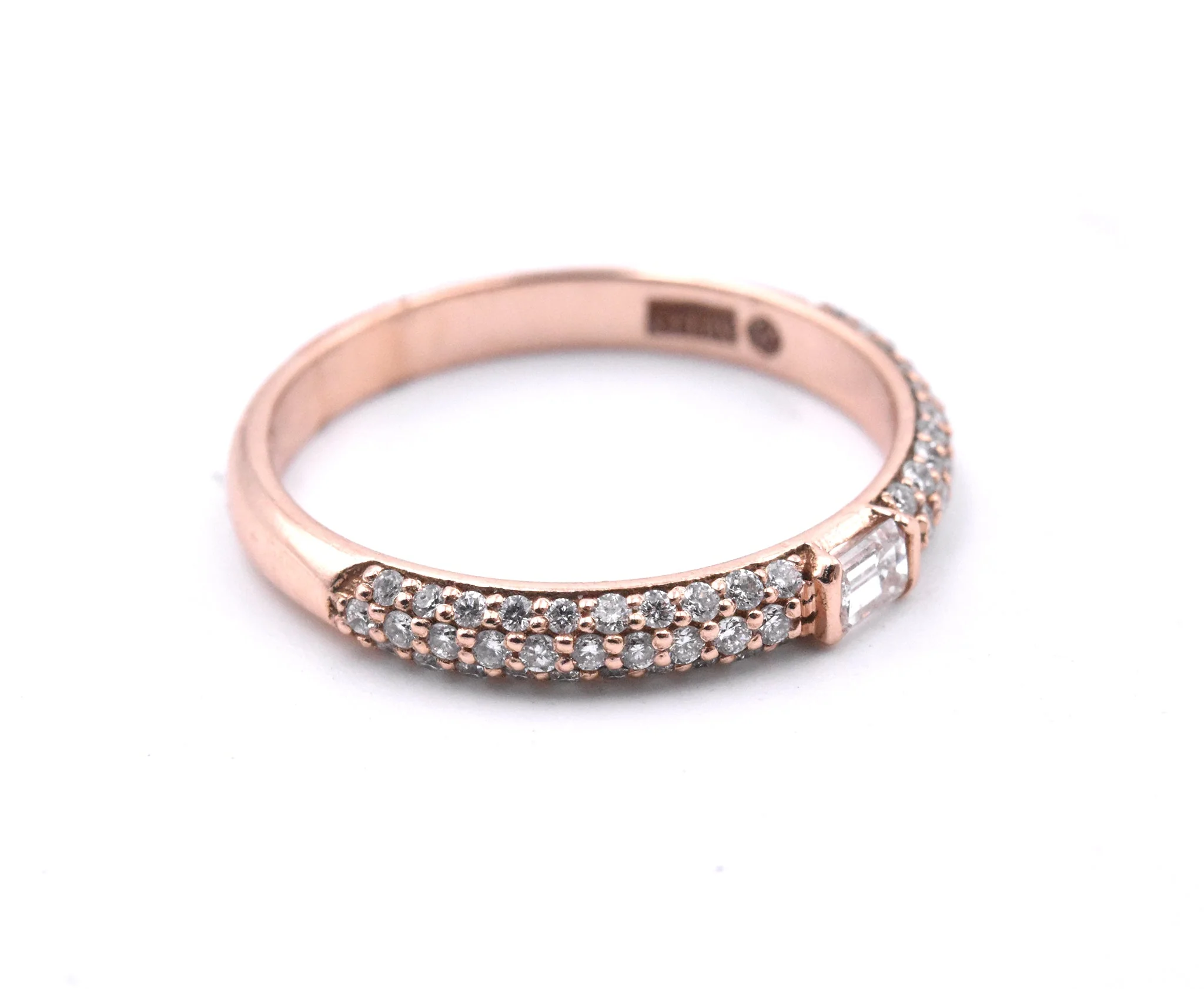 14k Rose Gold Diamond Wedding Band - Image 2