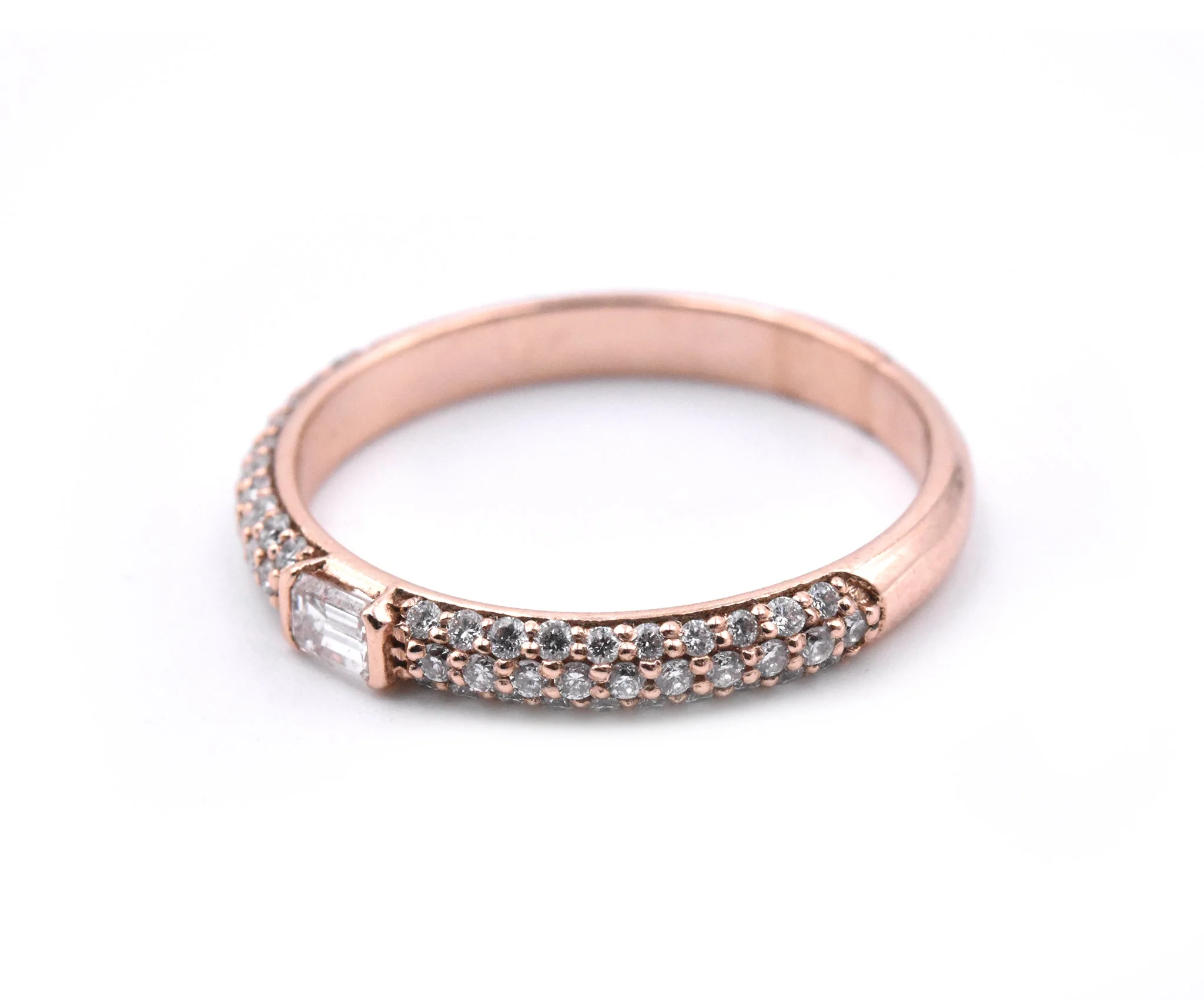 14k Rose Gold Diamond Wedding Band - Image 3