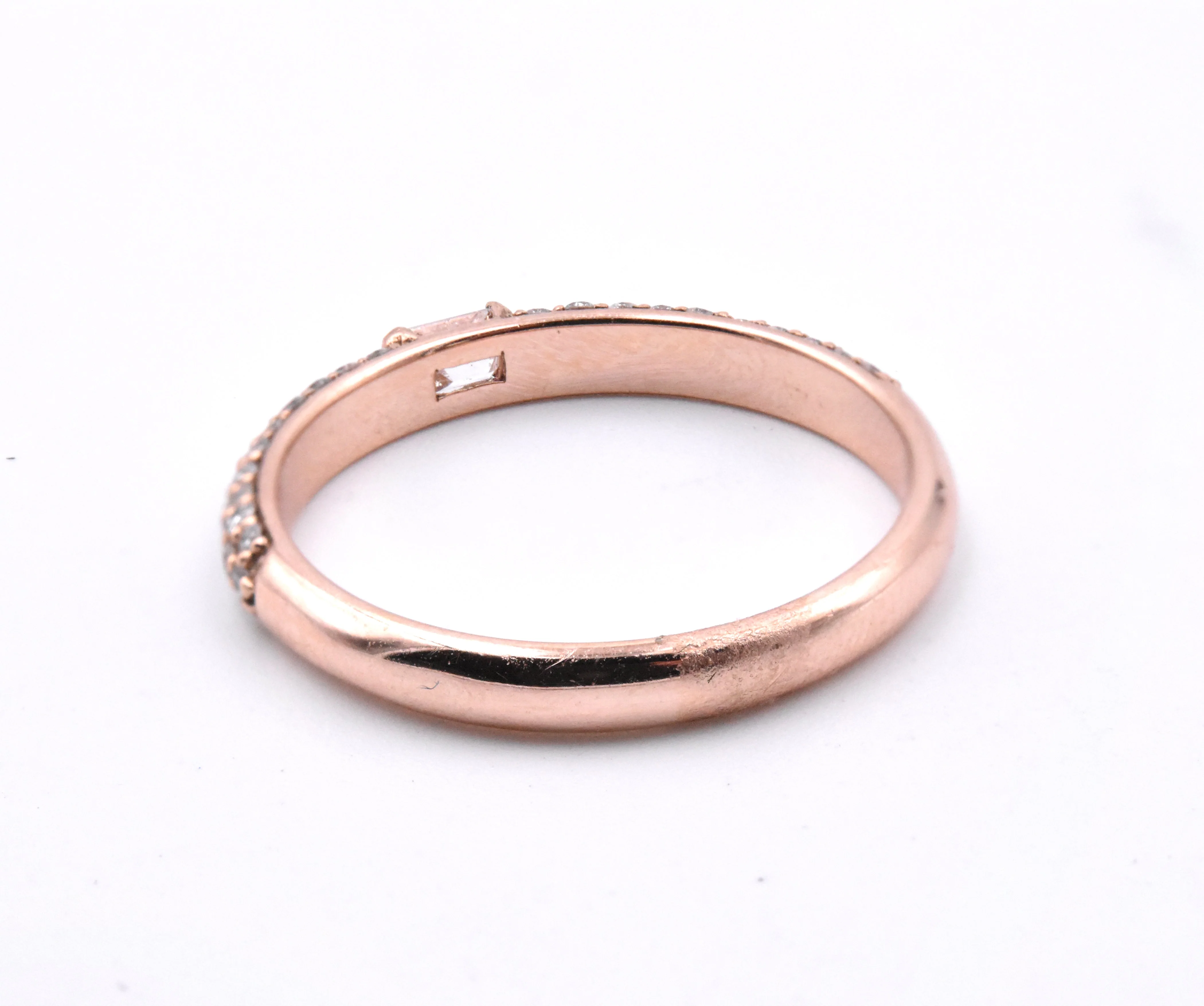 14k Rose Gold Diamond Wedding Band - Image 4