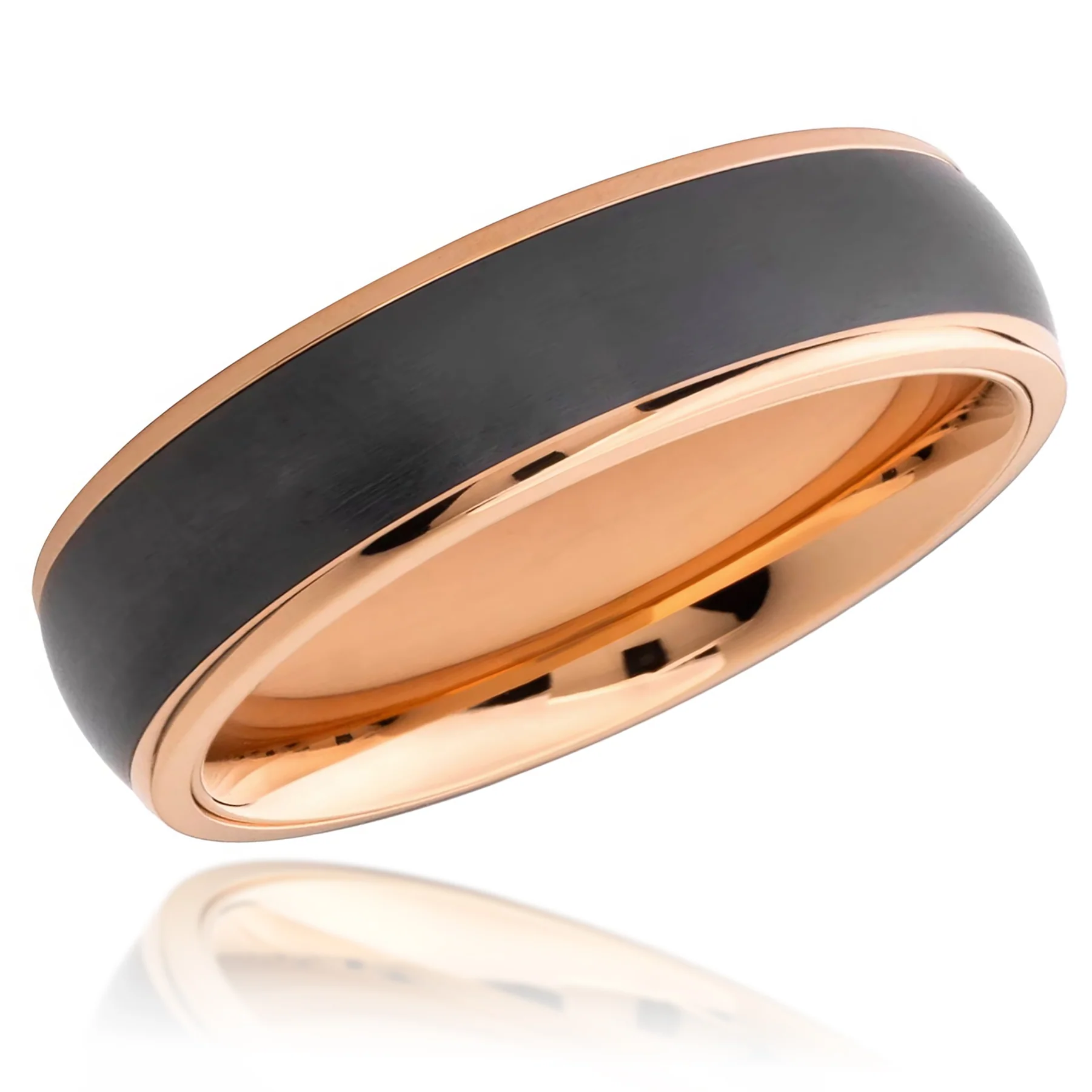 14K Rose Gold & Zirconium Inlay Men’s Wedding Band