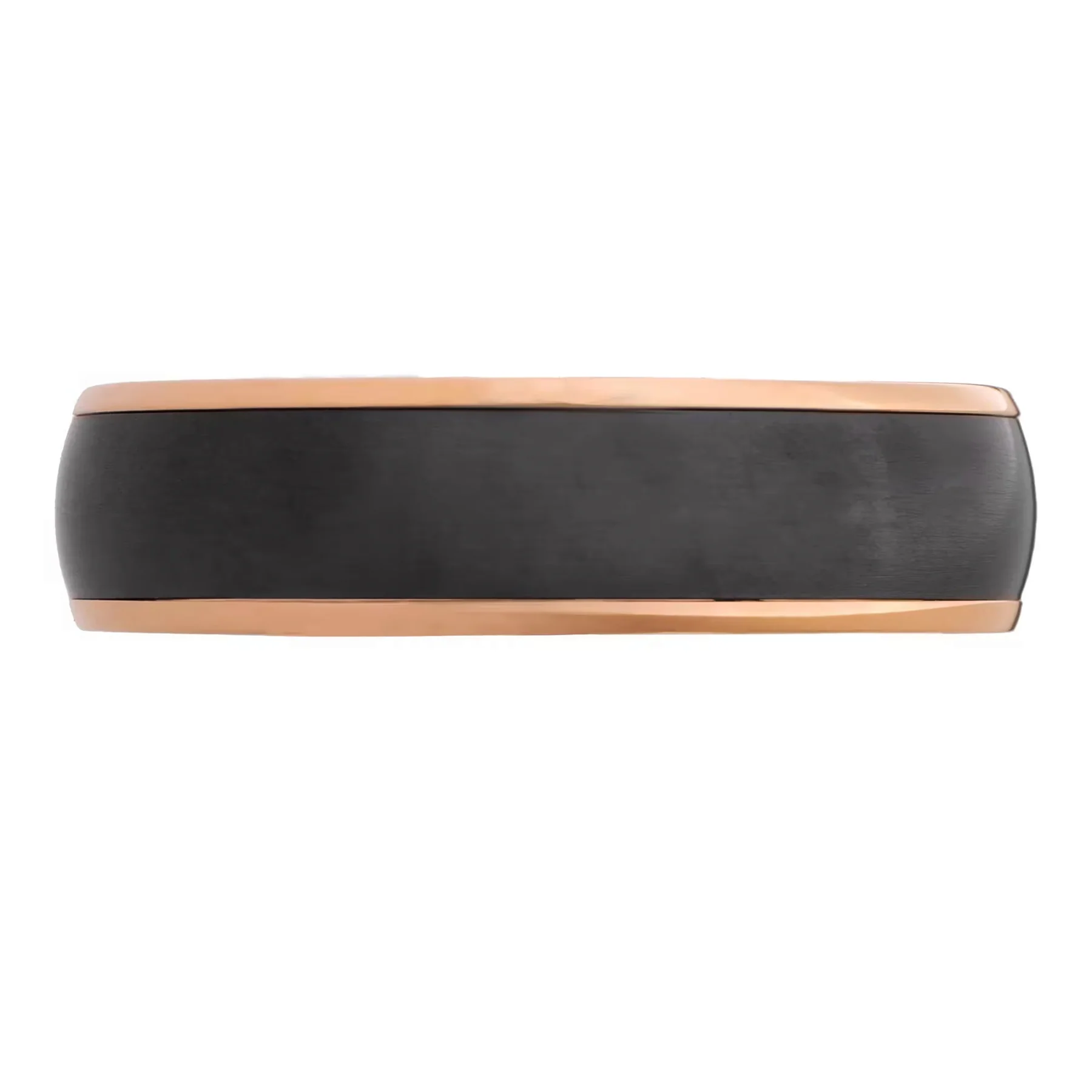 14K Rose Gold & Zirconium Inlay Men’s Wedding Band - Image 2