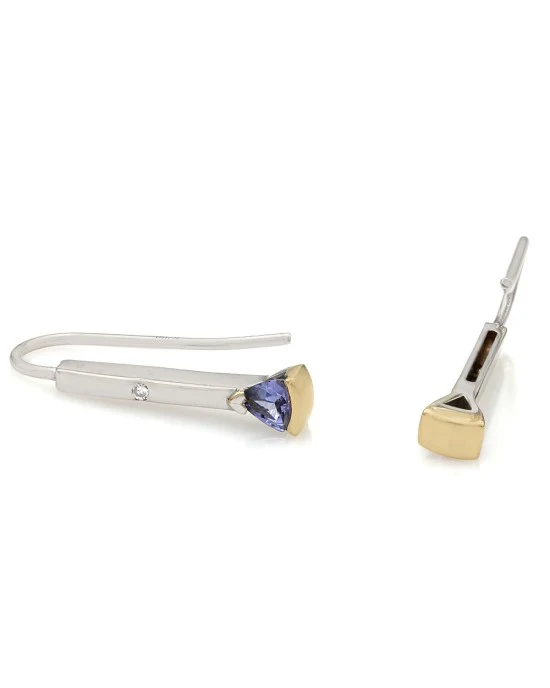 14K Tanzanite and Diamond French Wire Earrings - Image 2