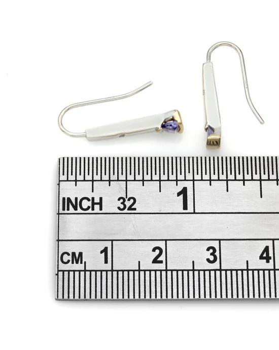 14K Tanzanite and Diamond French Wire Earrings - Image 3