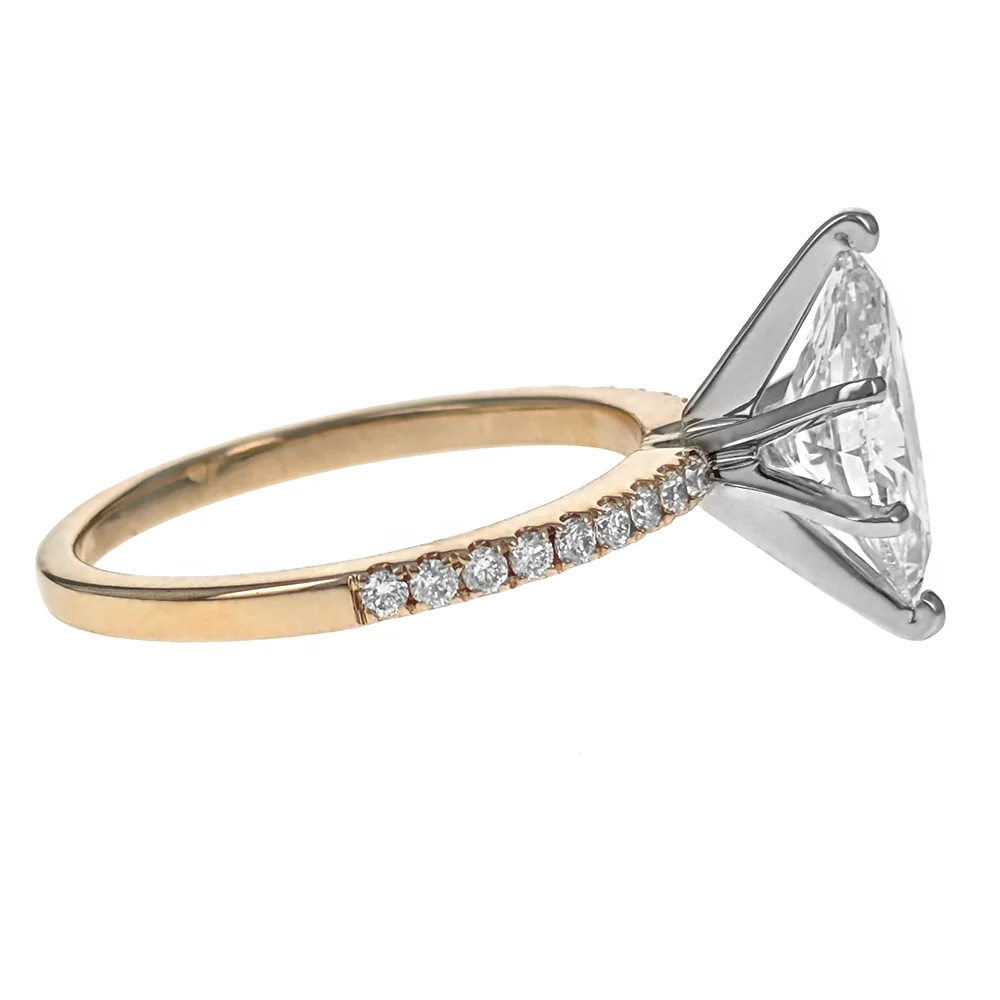 14K Two-Tone Gold Marquise Cut Diamond Engagement Ring - Image 2