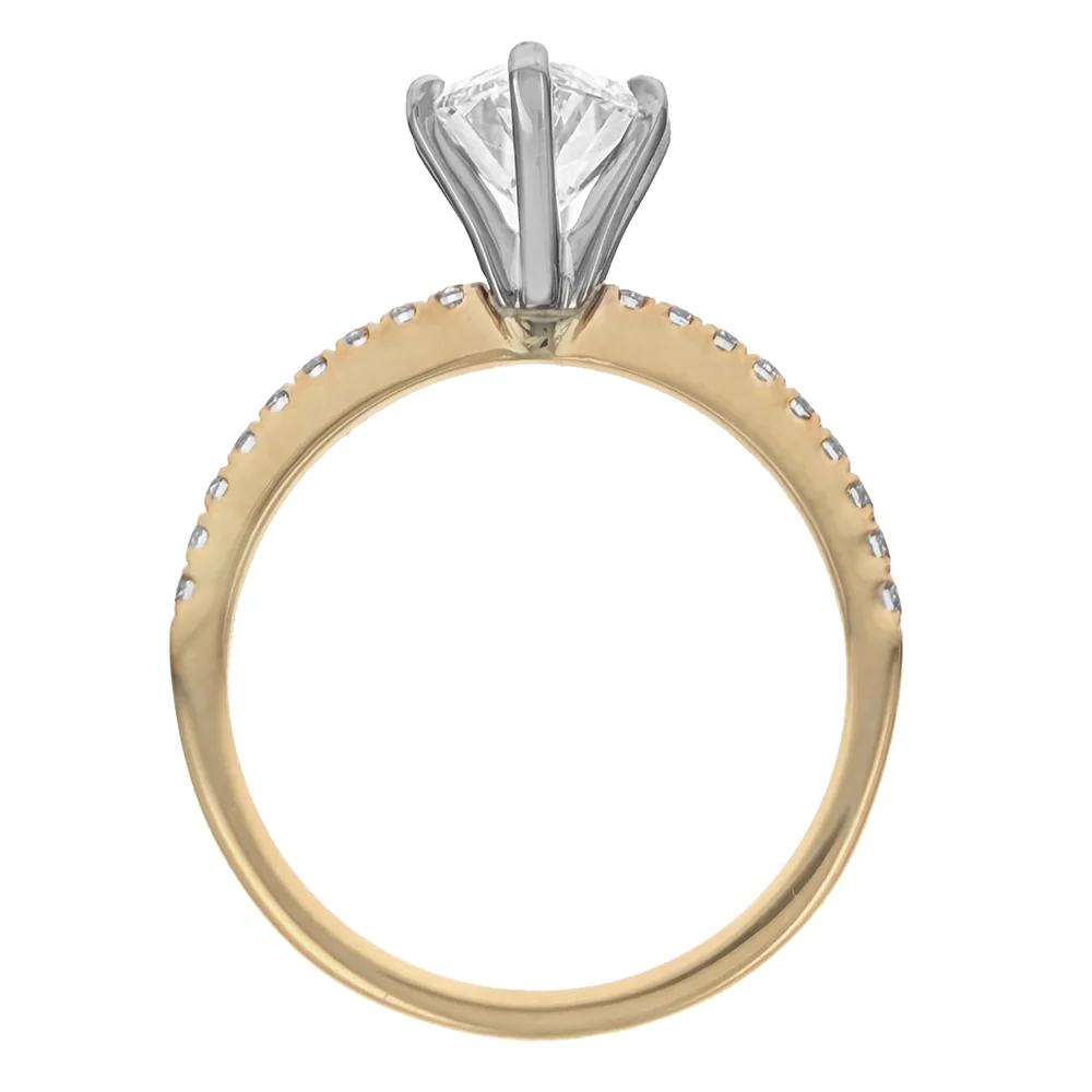 14K Two-Tone Gold Marquise Cut Diamond Engagement Ring - Image 3