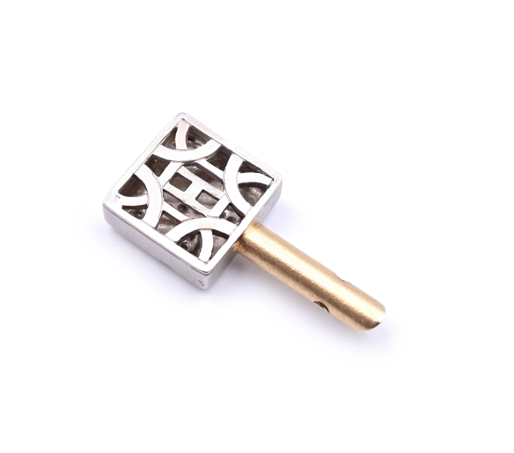 14k White and Yellow Gold Diamond Key Pendant - Image 4