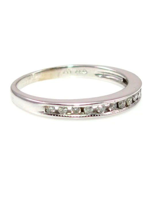14k White Gold .14ct Diamond Band Ring Size 5.25 - Image 2