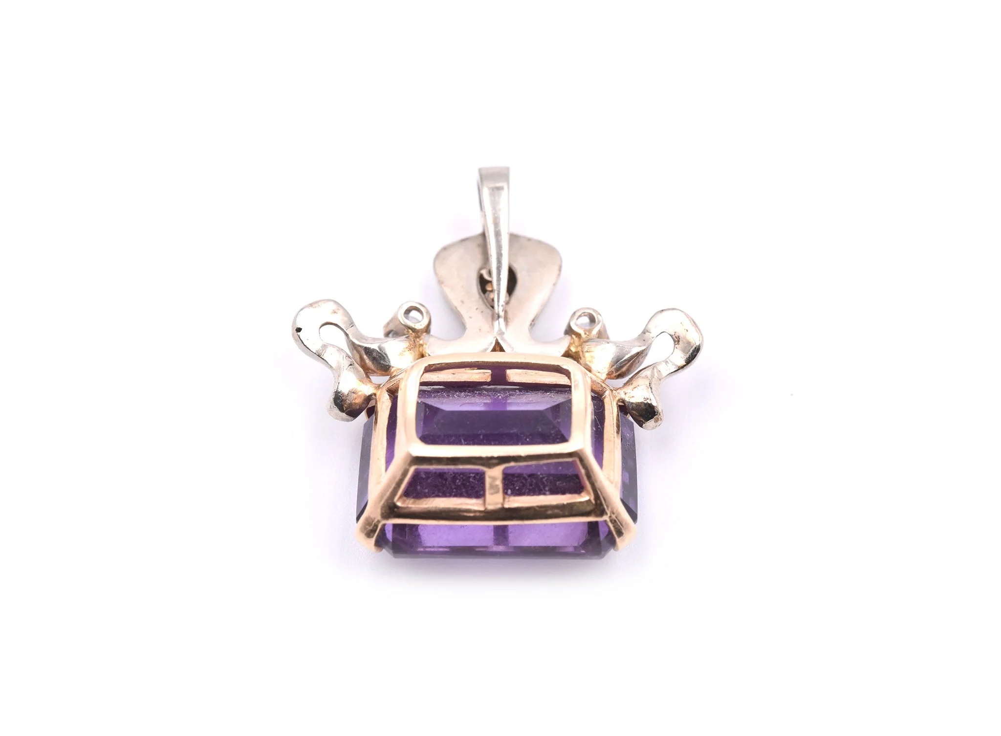 14k White Gold Amethyst and Diamond Pendant - Image 5