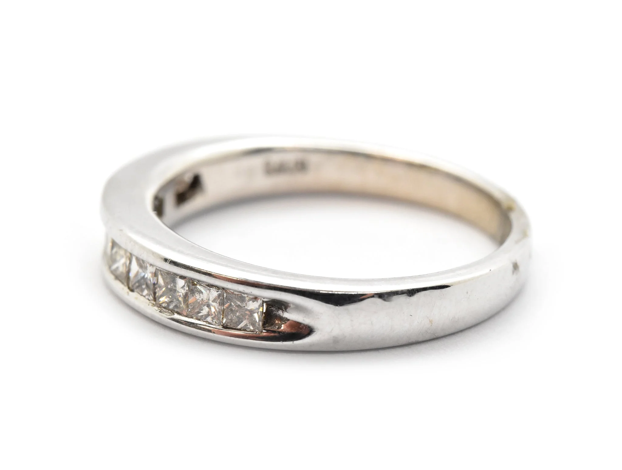 14k White Gold And Channel-Set Princess Diamond Band Ring 0.50cttw - Image 3