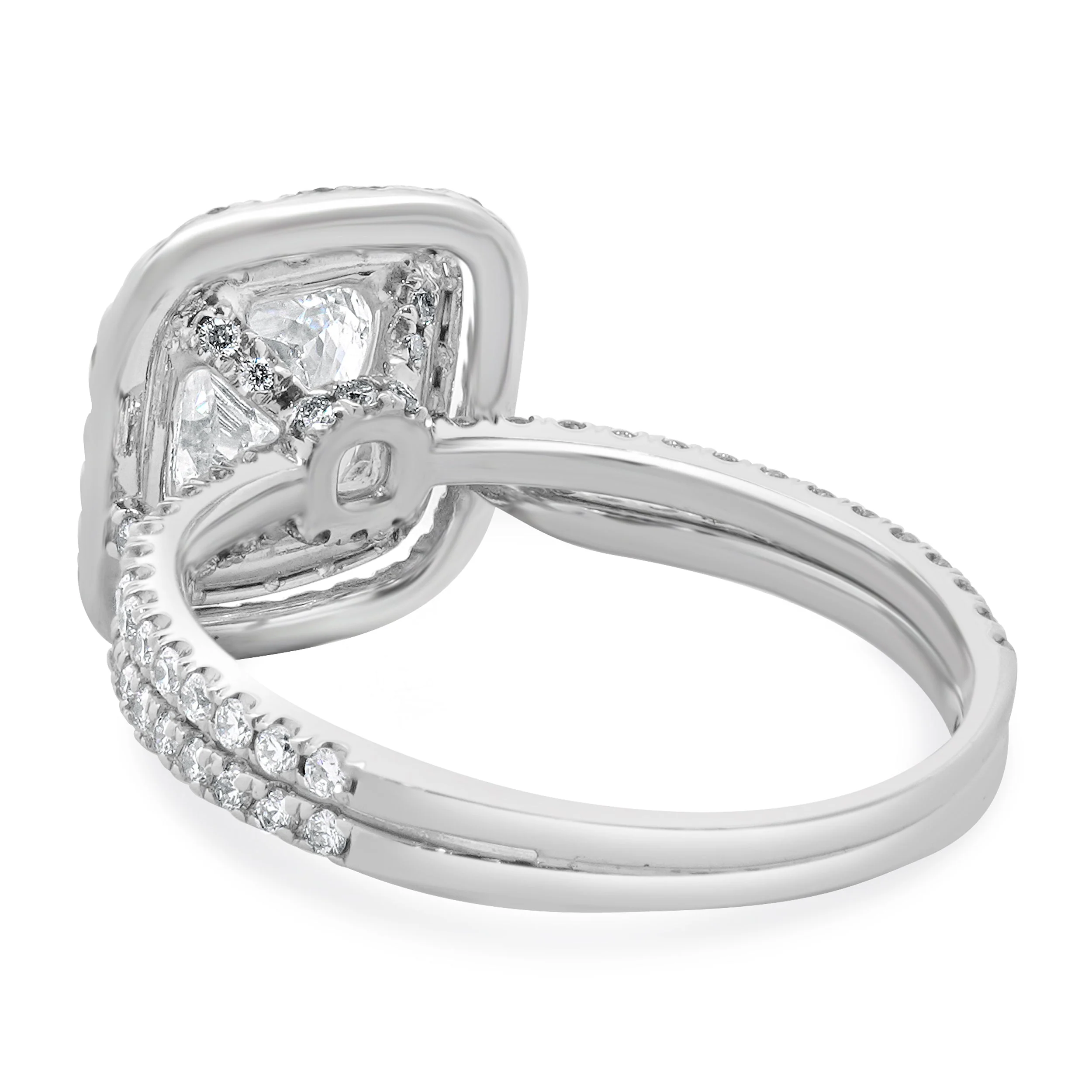 14k White Gold and Platinum Cushion Cut Diamond Engagement Ring - Image 3