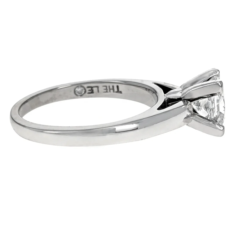 14K White Gold and Platinum GSI Certified Princess Cut Diamond Solitaire Engagement Ring - Image 3