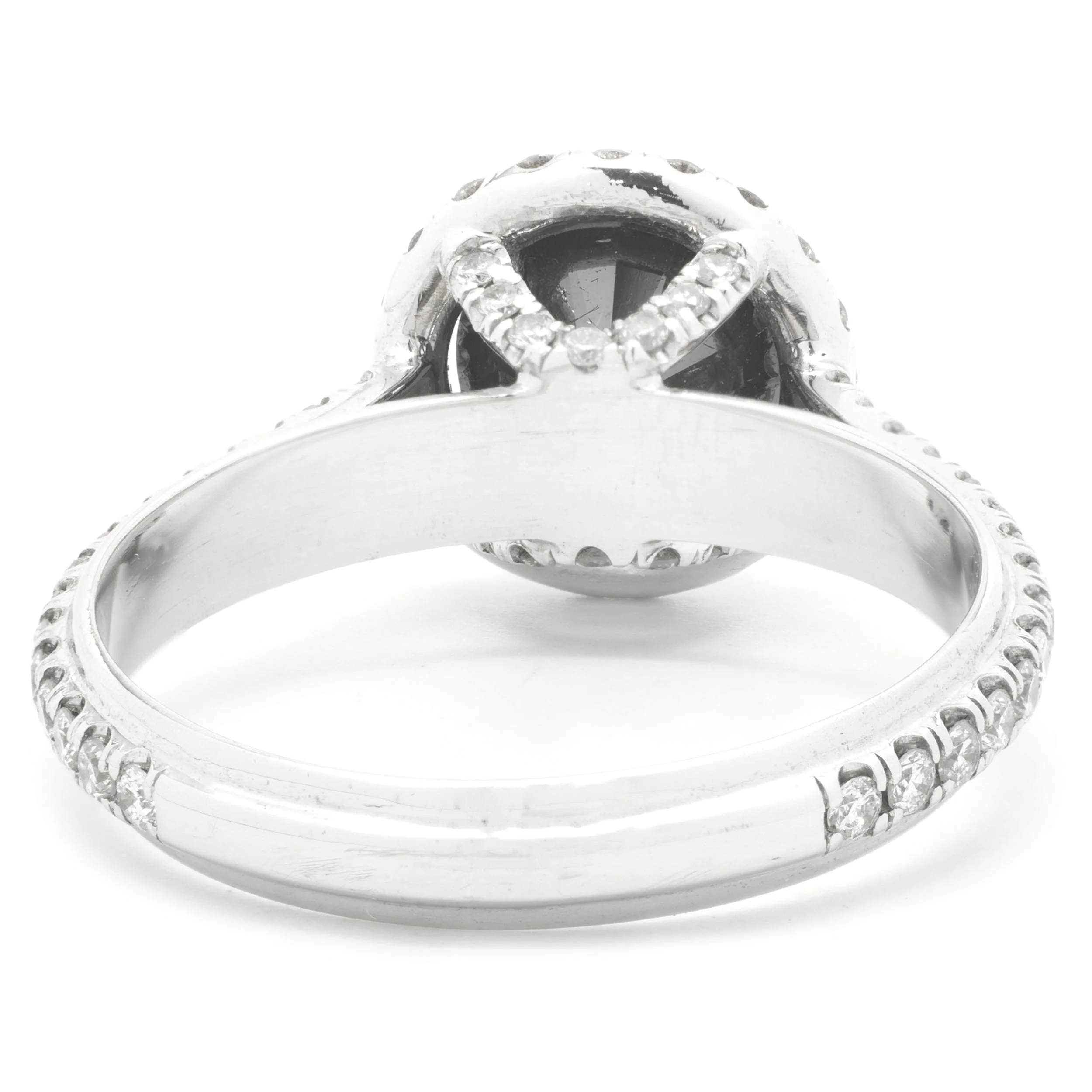 14k White Gold Black Diamond Engagement Ring - Image 4