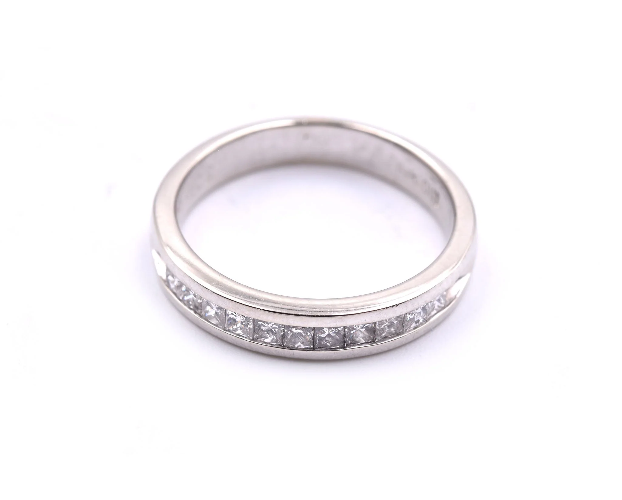 14k White Gold Channel Set Princess Cut Diamond Band
