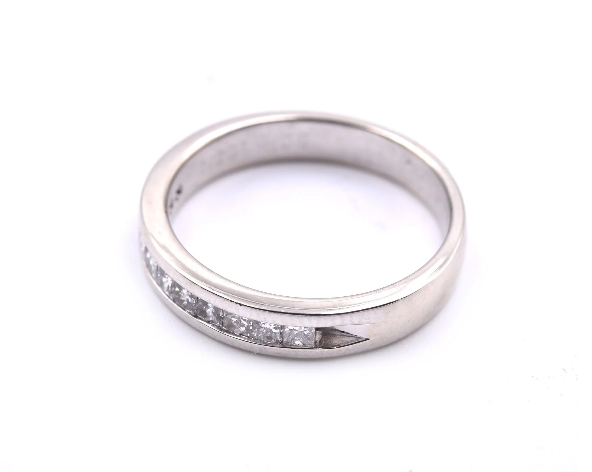 14k White Gold Channel Set Princess Cut Diamond Band - Image 3