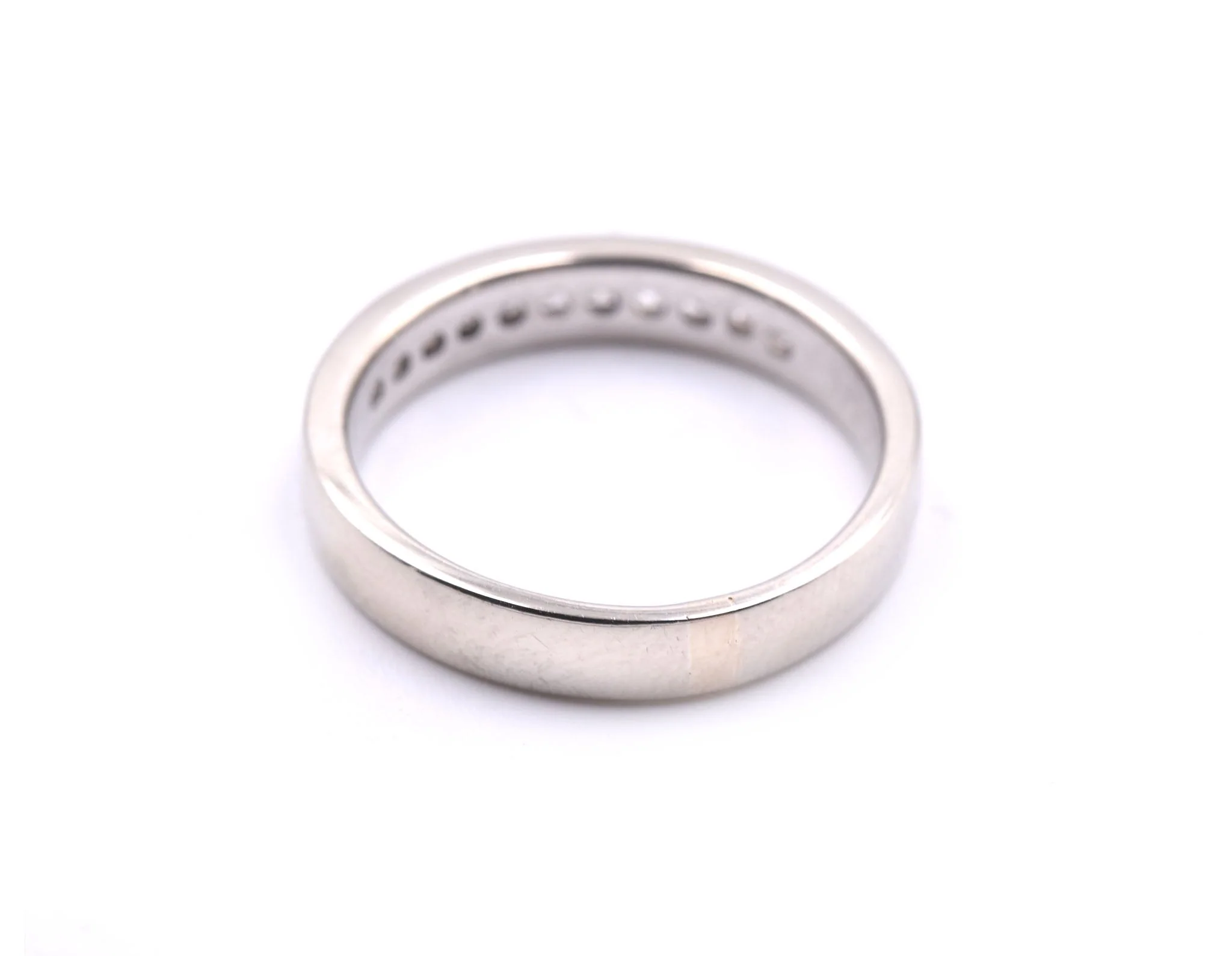 14k White Gold Channel Set Princess Cut Diamond Band - Image 4